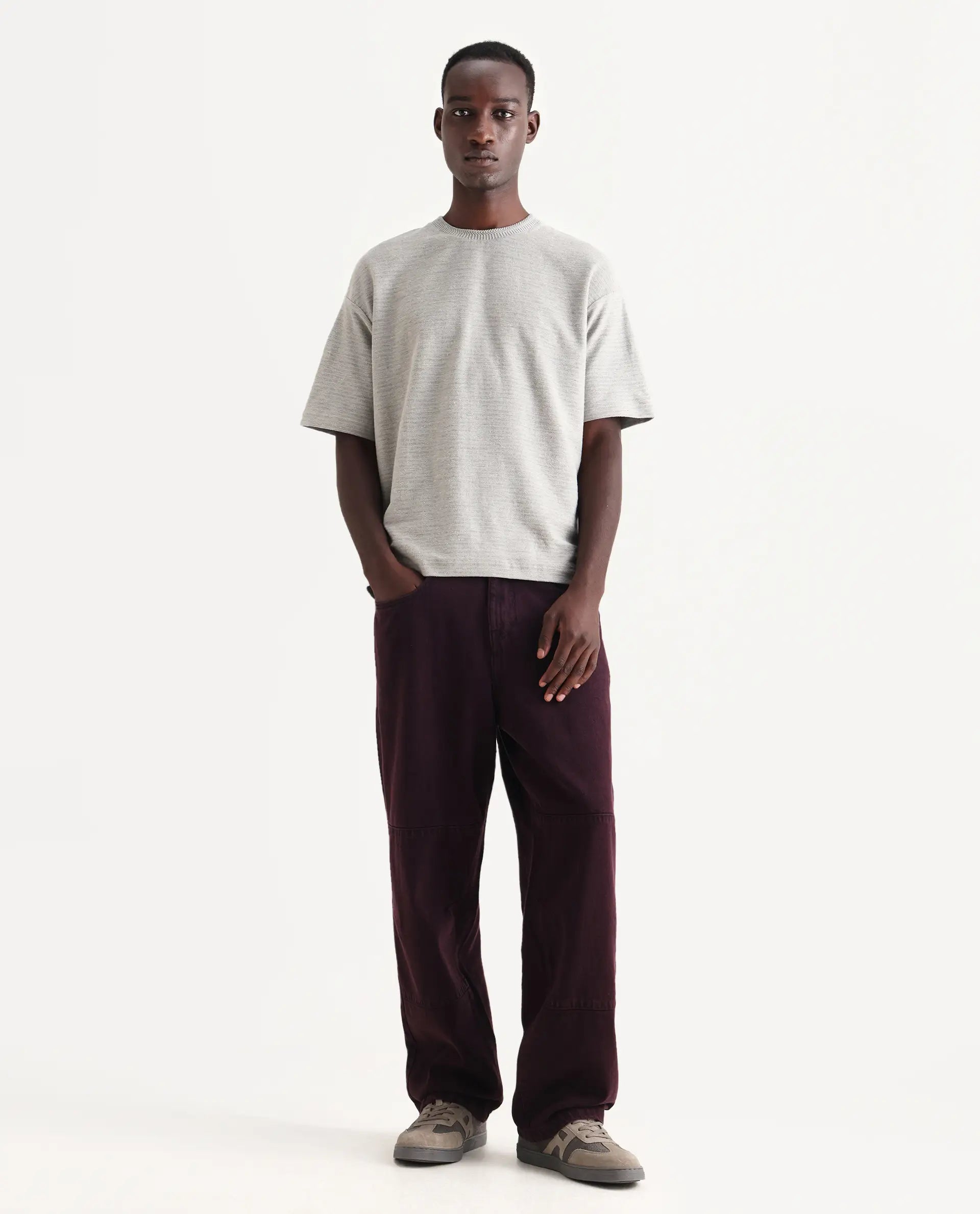 Rare Rabbit Men's Cotton Plain Baggy Fit Jeans