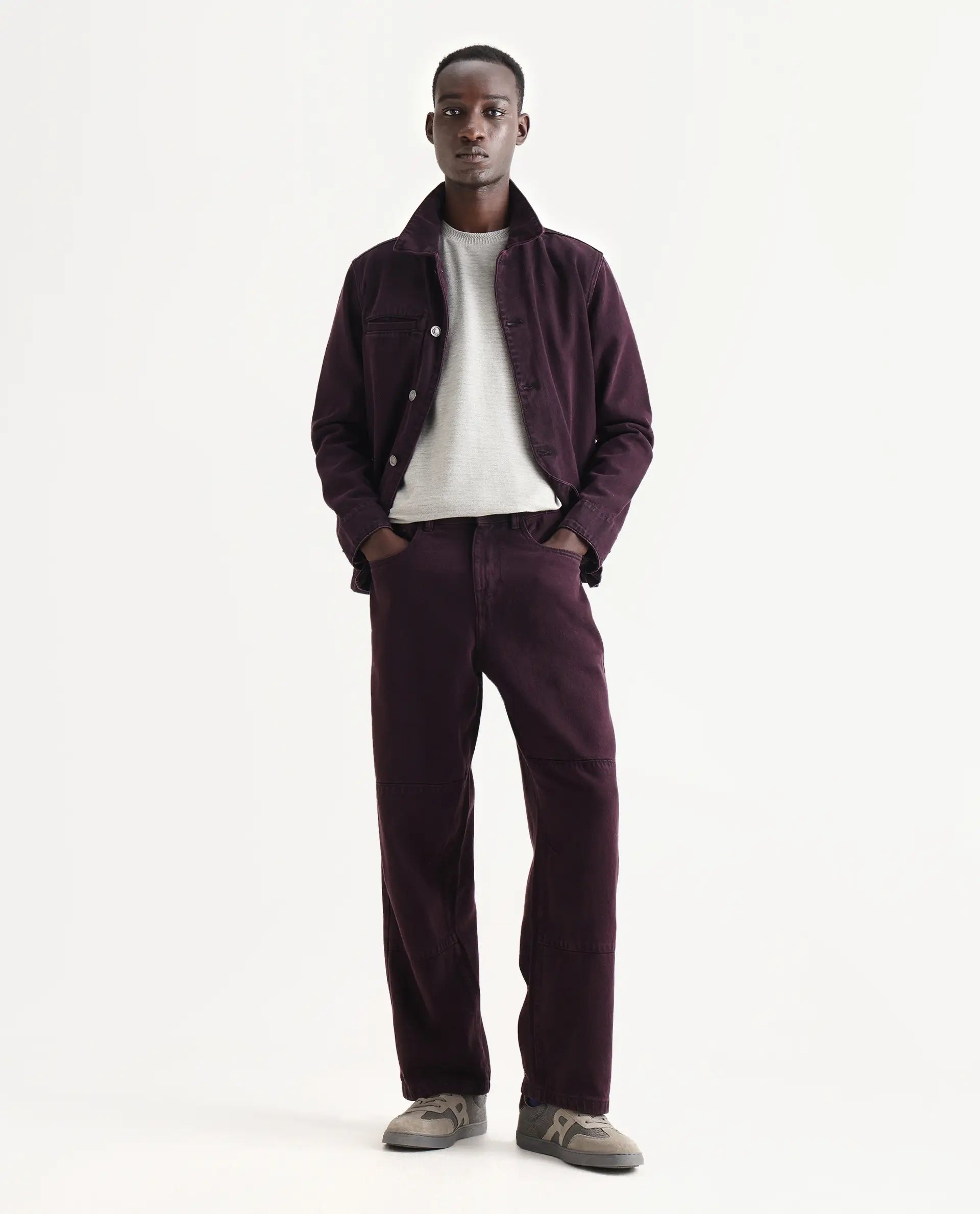 Rare Rabbit Men's Cotton Plain Baggy Fit Jeans