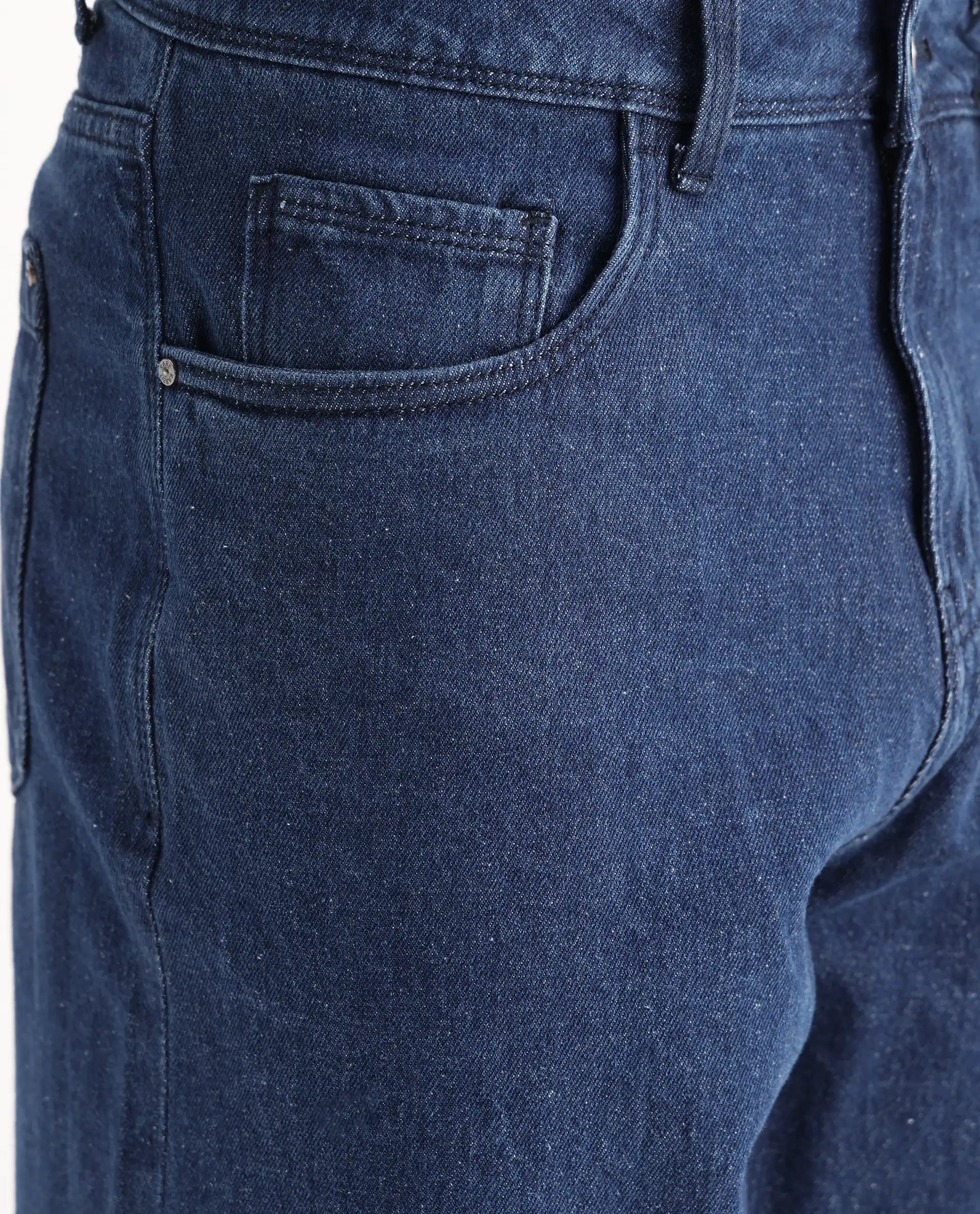 Rare Rabbit Men's Niot Blue Cotton Plain Baggy Fit Jeans