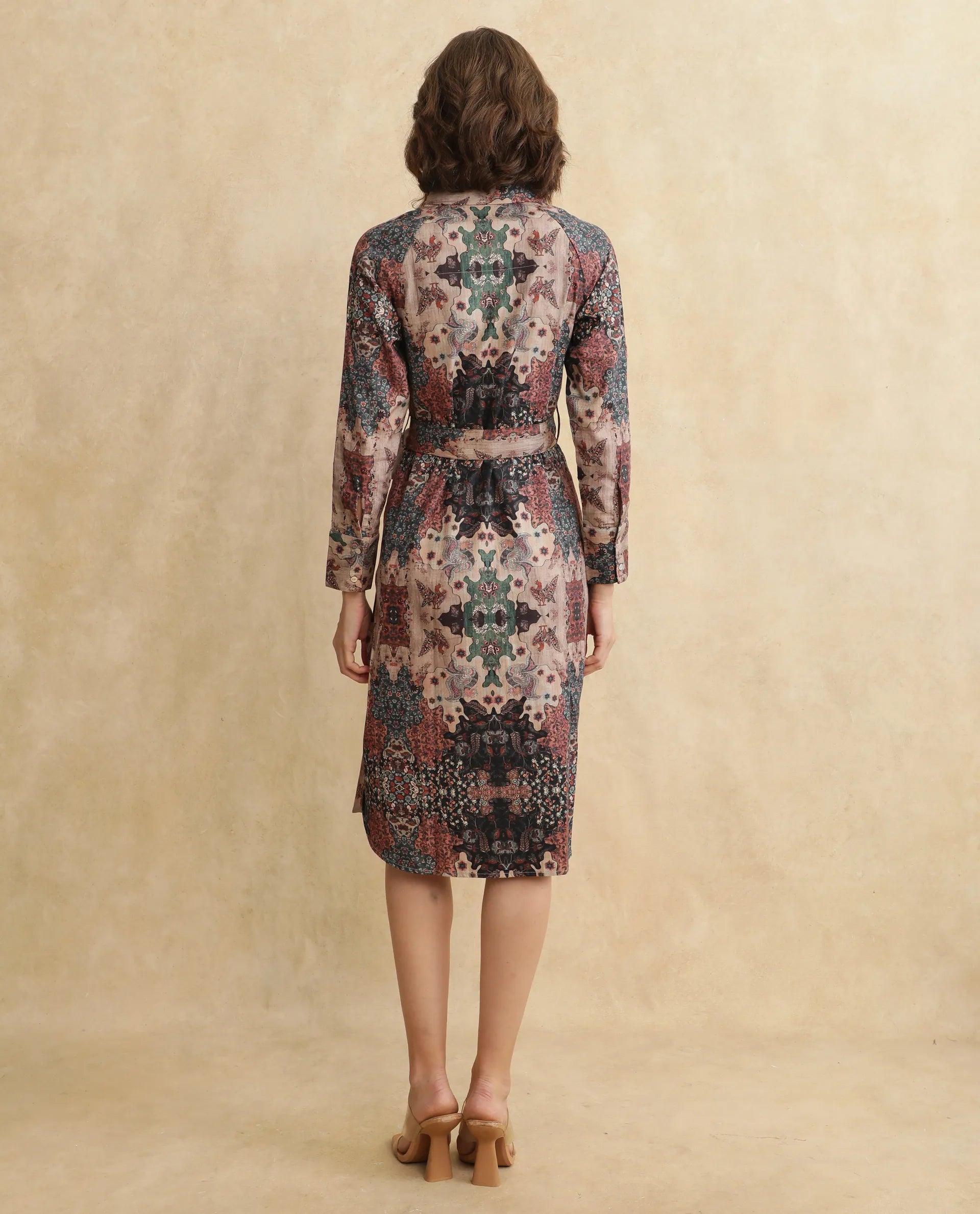 Rareism Women Nitew Dark Multi Raglan Sleeve Dress