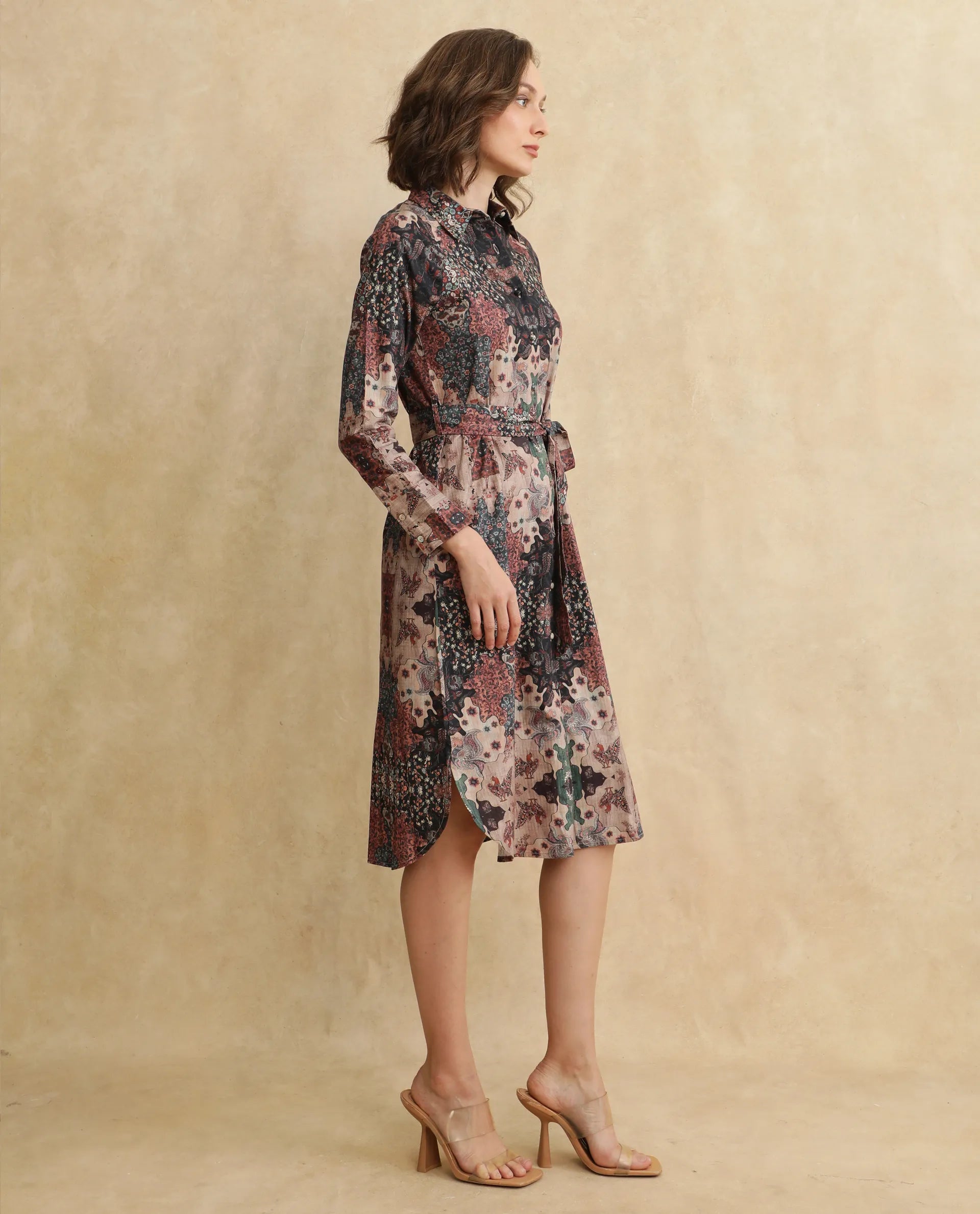 Rareism Women Nitew Dark Multi Raglan Sleeve Dress