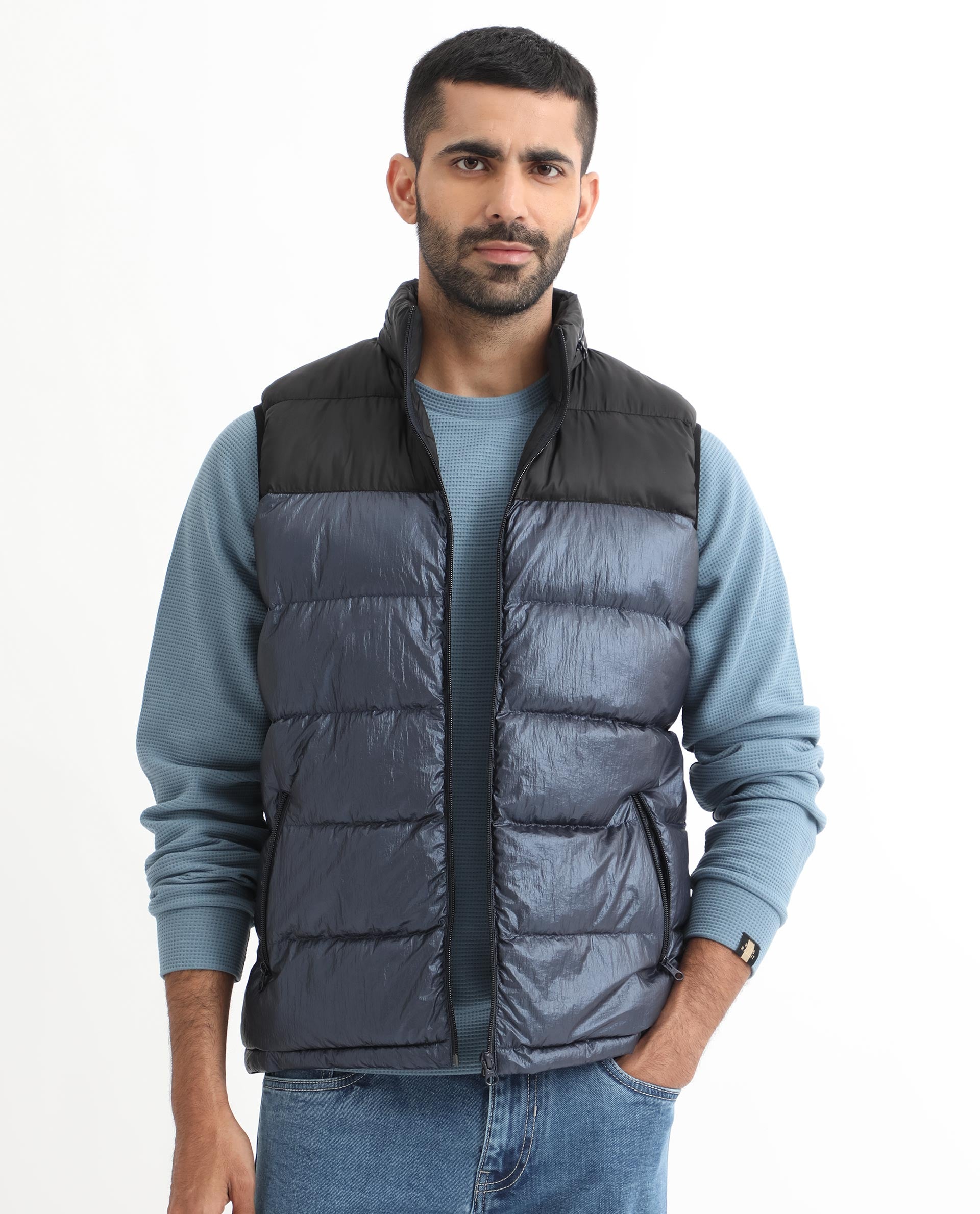 Rare Rabbit Mens Sven Teal Sweatshirt Cotton Polyester Fabric Round Neck Knitted Full Sleeves Comfortable Fit