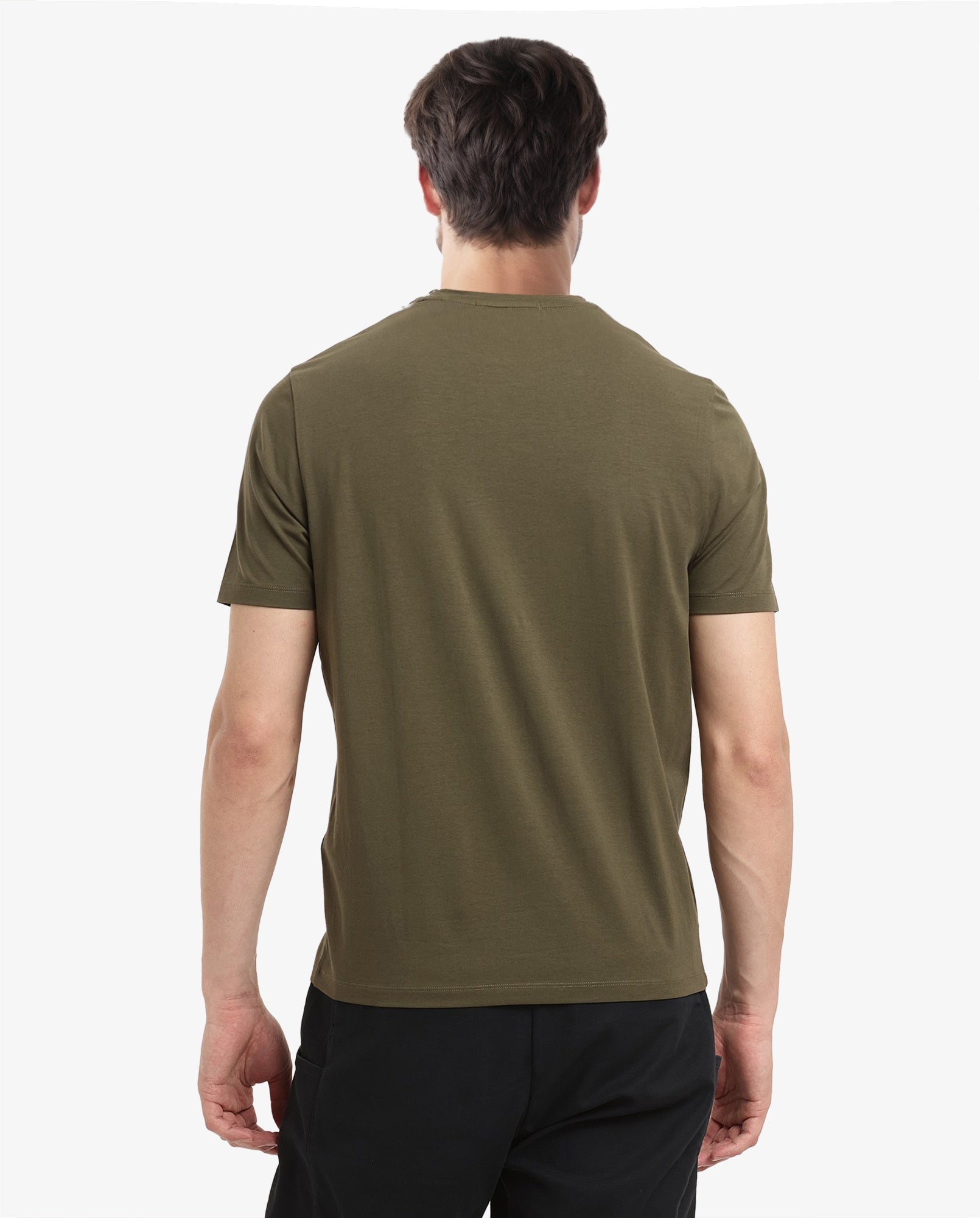 Rare Rabbit Men Noam Dusky Olive Cotton Lycra Fabric Short Sleeve Crew Neck Regular Fit Graphic Print T-Shirt