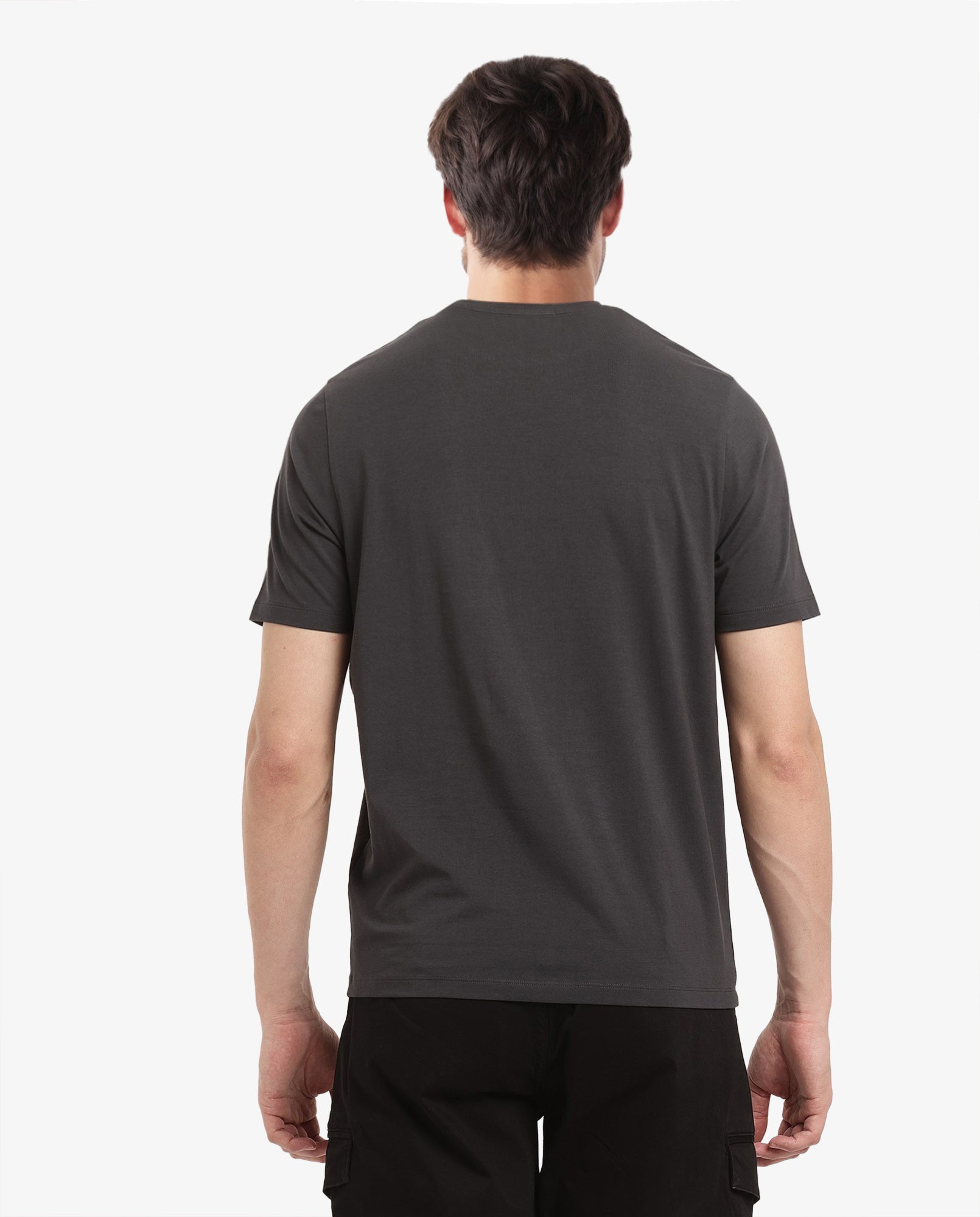 Rare Rabbit Men Noam Dark Grey Cotton Lycra Fabric Short Sleeve Crew Neck Regular Fit Graphic Print T-Shirt