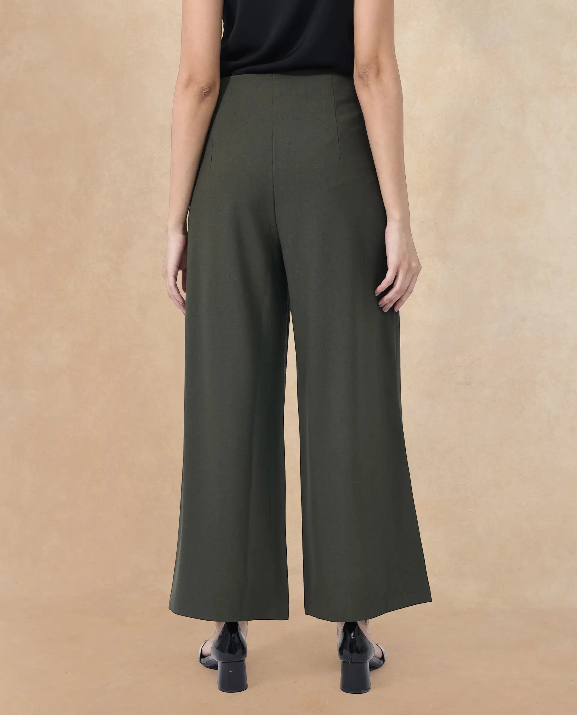 Rareism Women Noahti Green Cotton Fabric Trouser