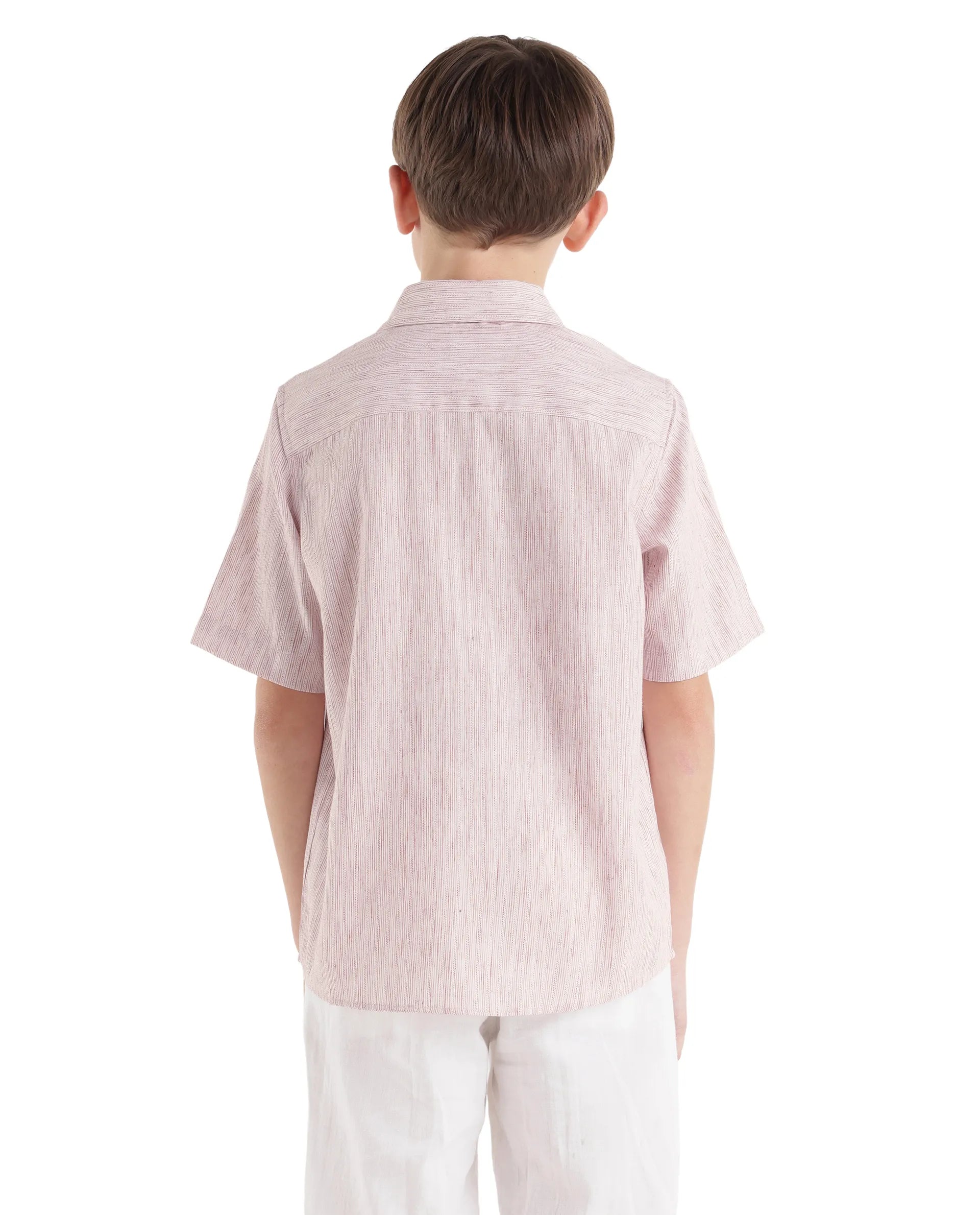 Rare Ones Kids Nobil Light Pink Linen Blend Button Closure Regular Fit Shirt