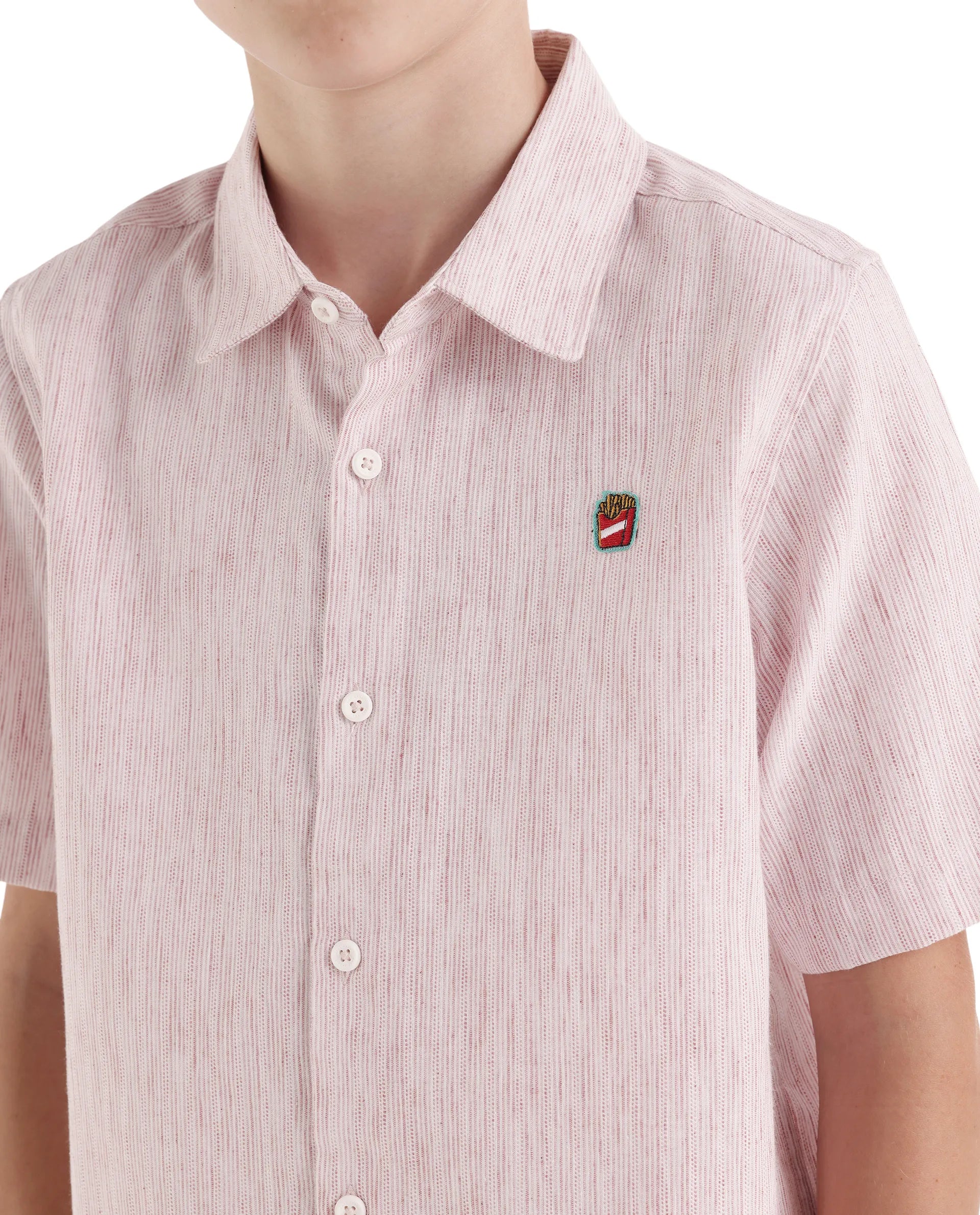 Rare Ones Kids Nobil Light Pink Linen Blend Button Closure Regular Fit Shirt