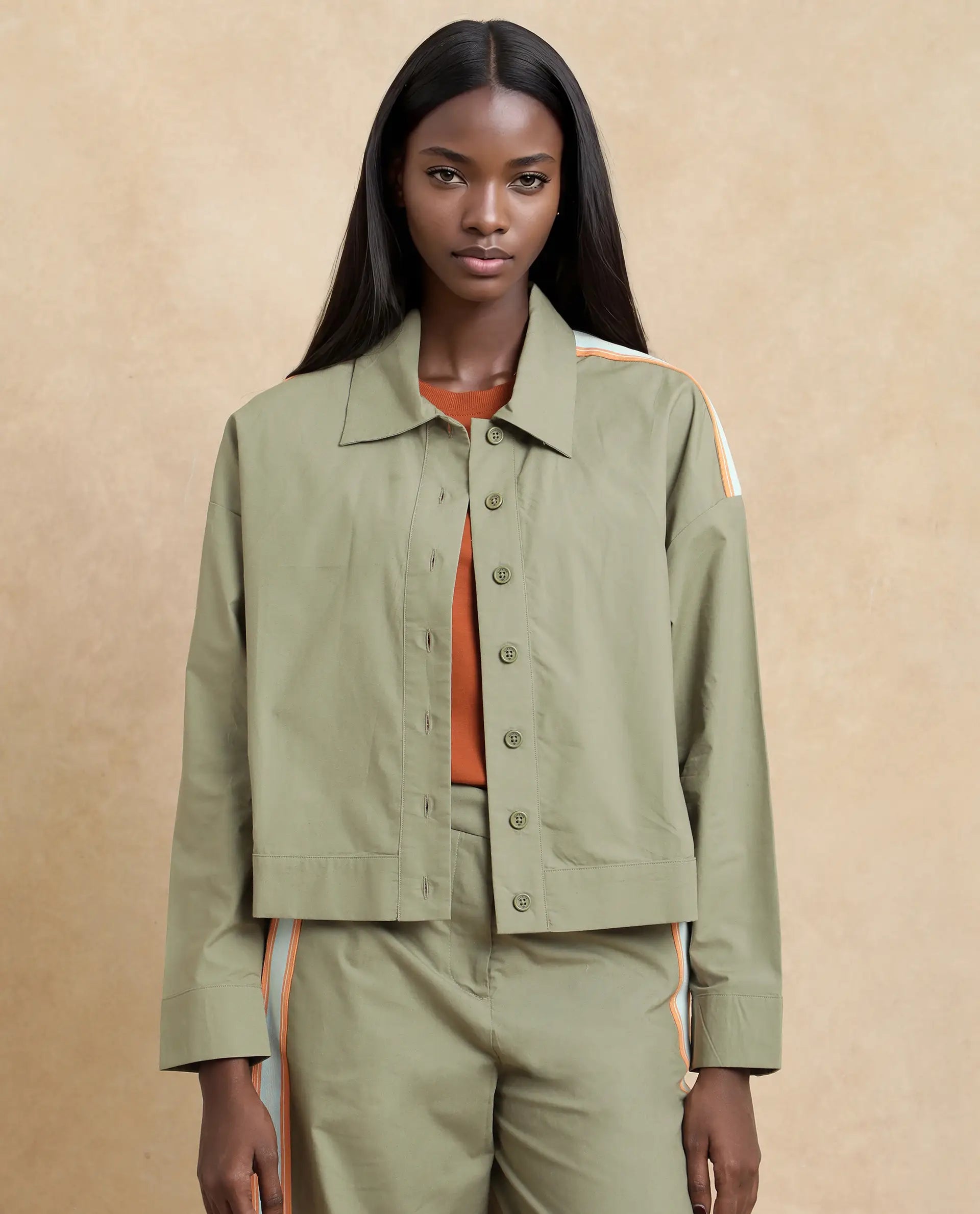 Rareism Women's Nocam S Dusky Green Cotton Spread Collar Plain Cuffed Sleeve Relaxed Fit Shirt