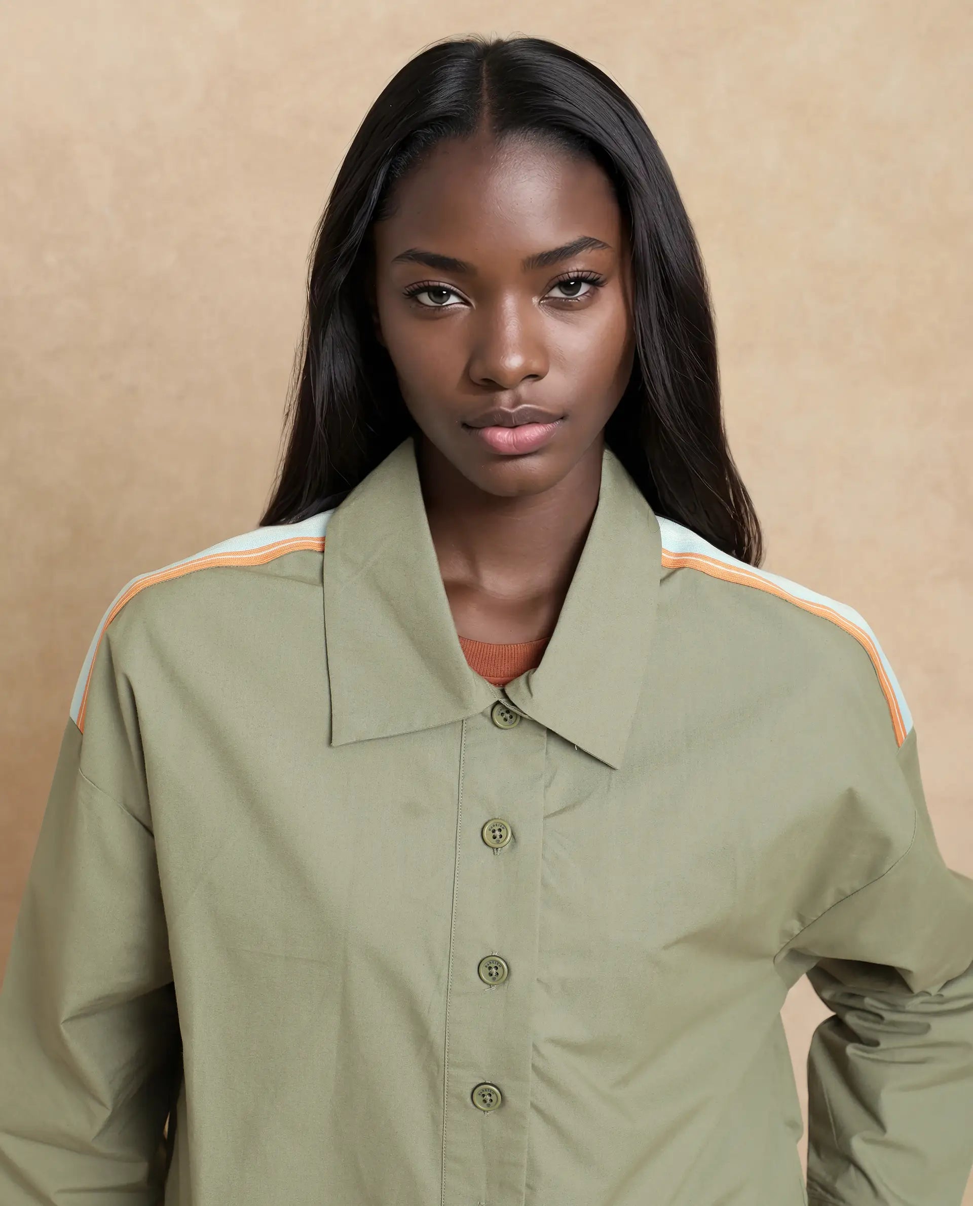 Rareism Women's Nocam S Dusky Green Cotton Spread Collar Plain Cuffed Sleeve Relaxed Fit Shirt