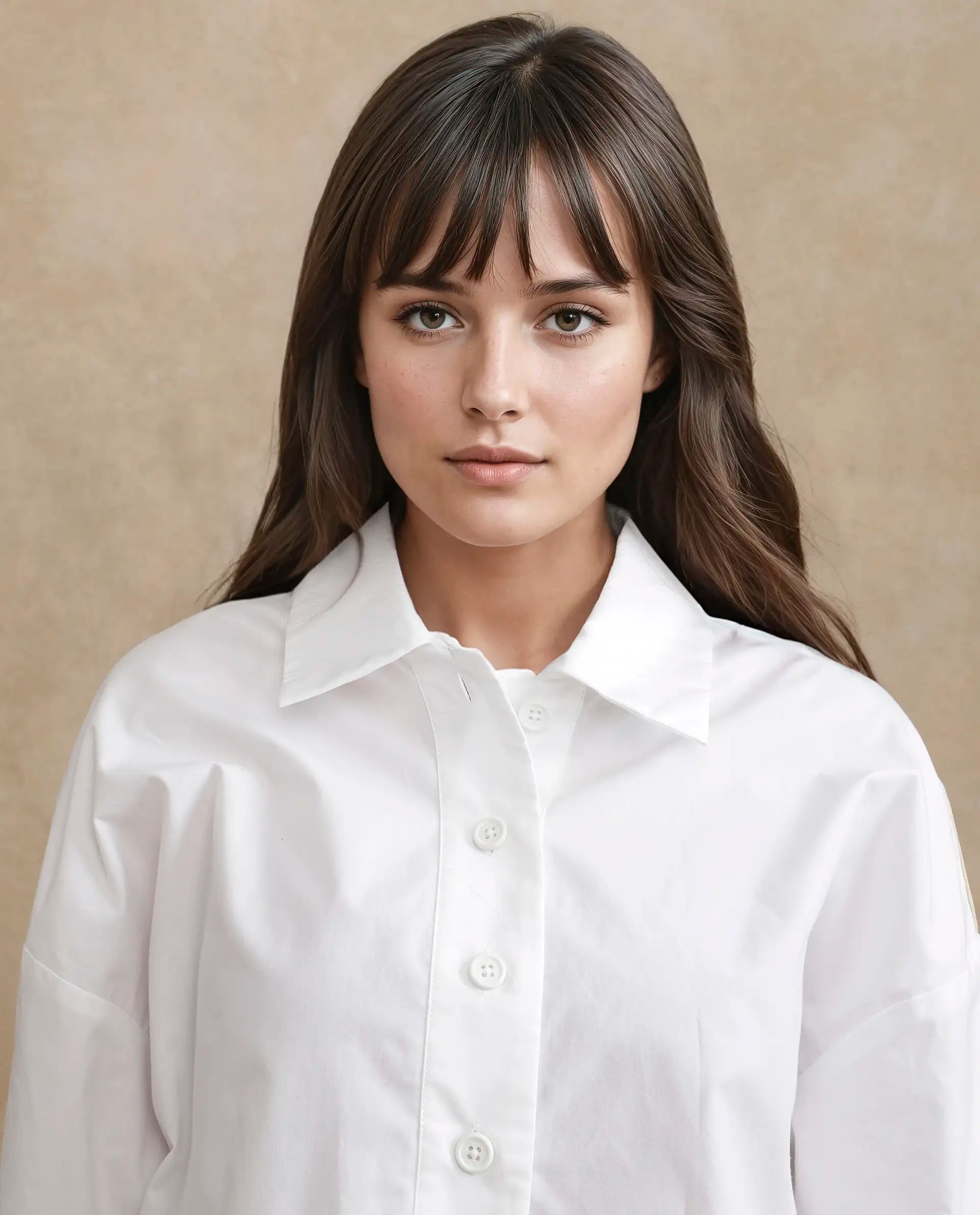 Rareism Women's Nocam S Off White Cotton Spread Collar Plain Cuffed Sleeve Relaxed Fit Shirt