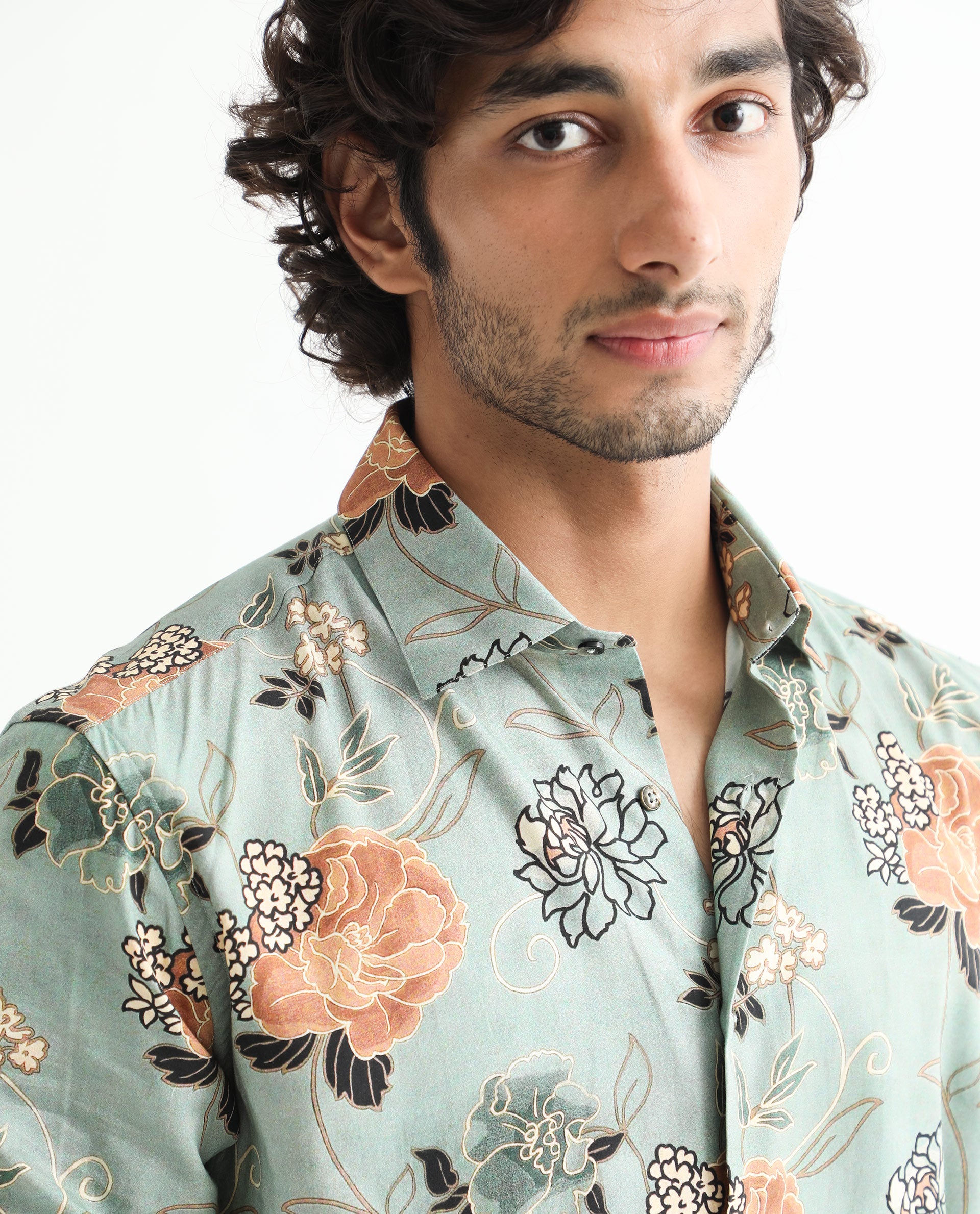 Light green hot sale printed shirt