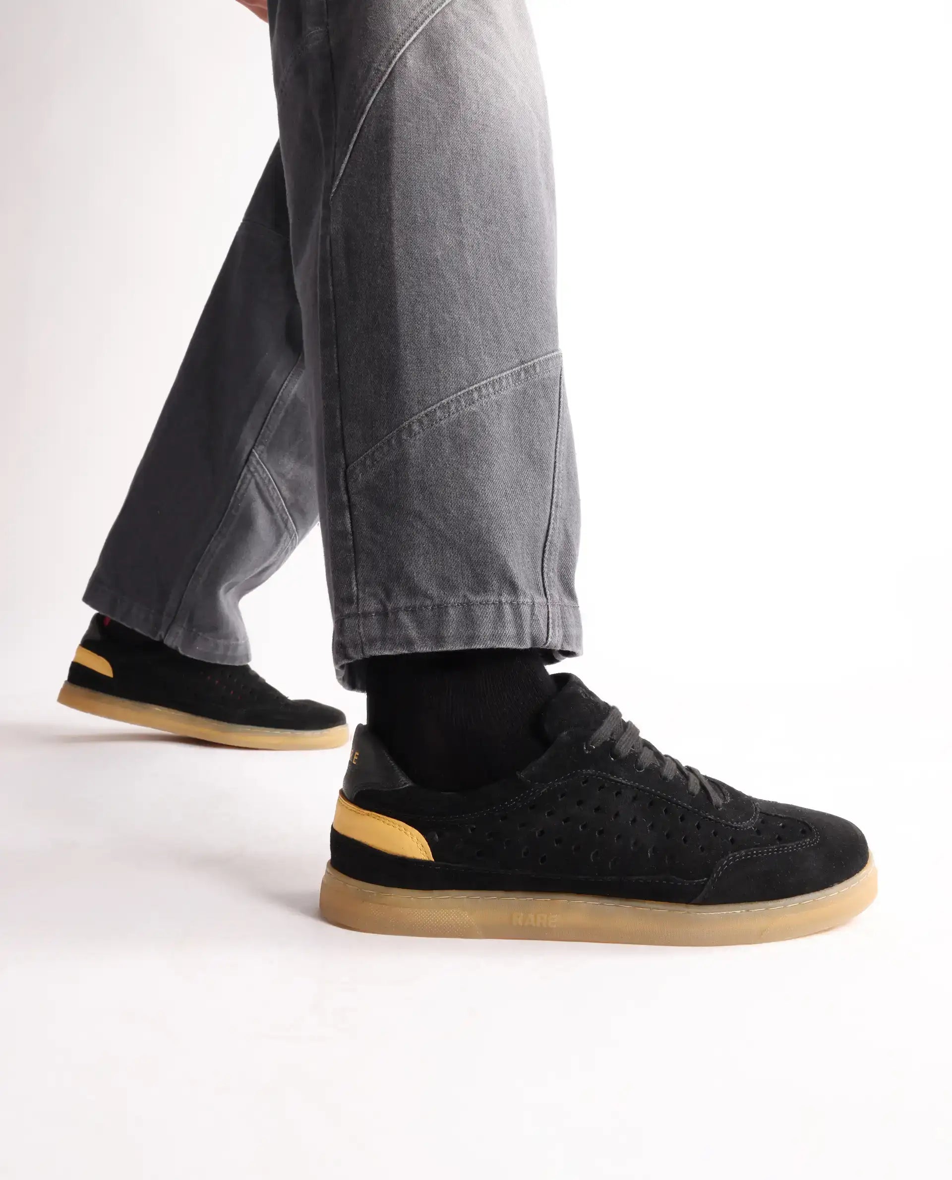 Rare Rabbit Men Norma Black Suede Lace-Up Closure Sneaker