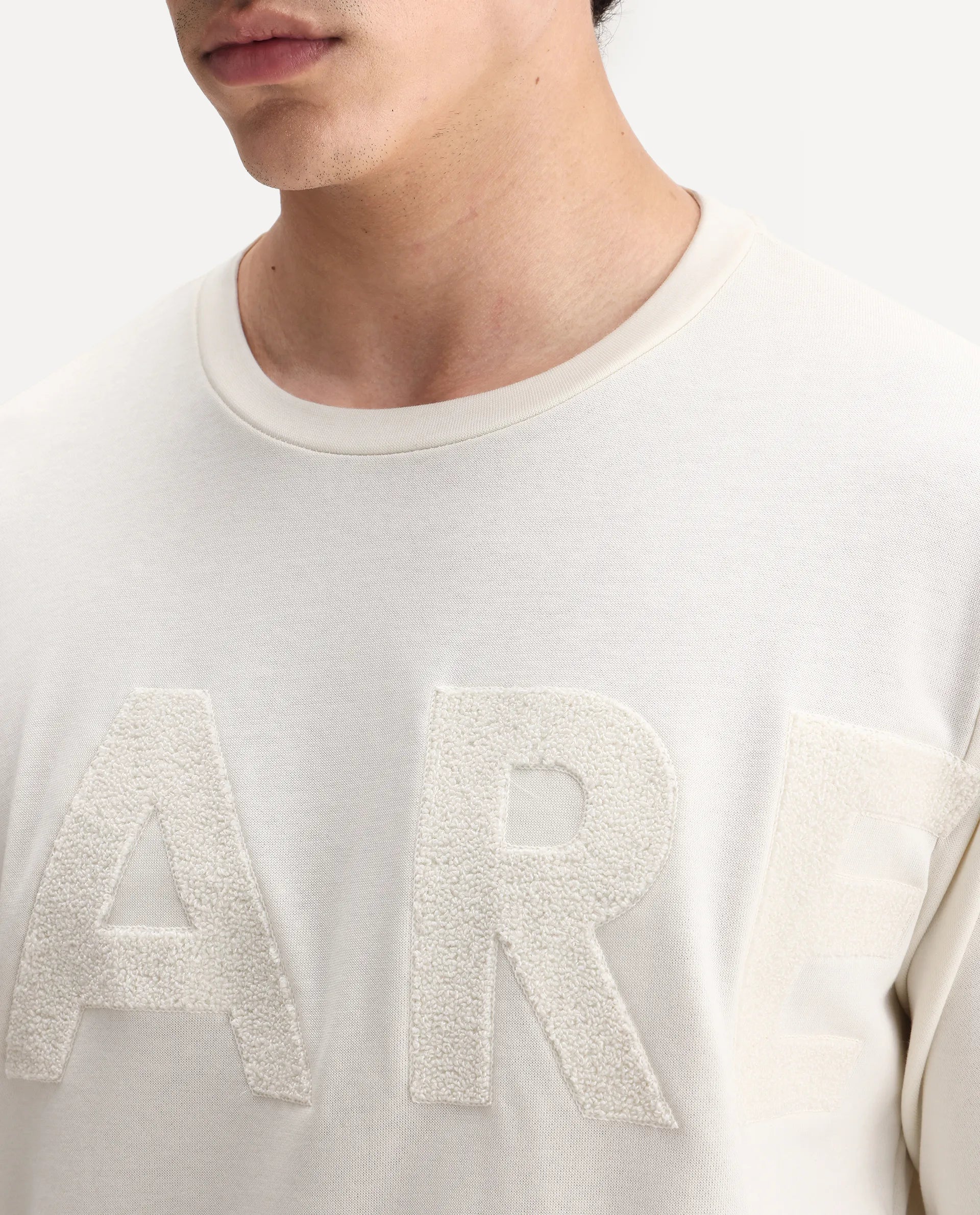 Rare Rabbit Men's Norman Off White Cotton Embroidered Relaxed Fit Full Sleeve Crew Neck Sweatshirt
