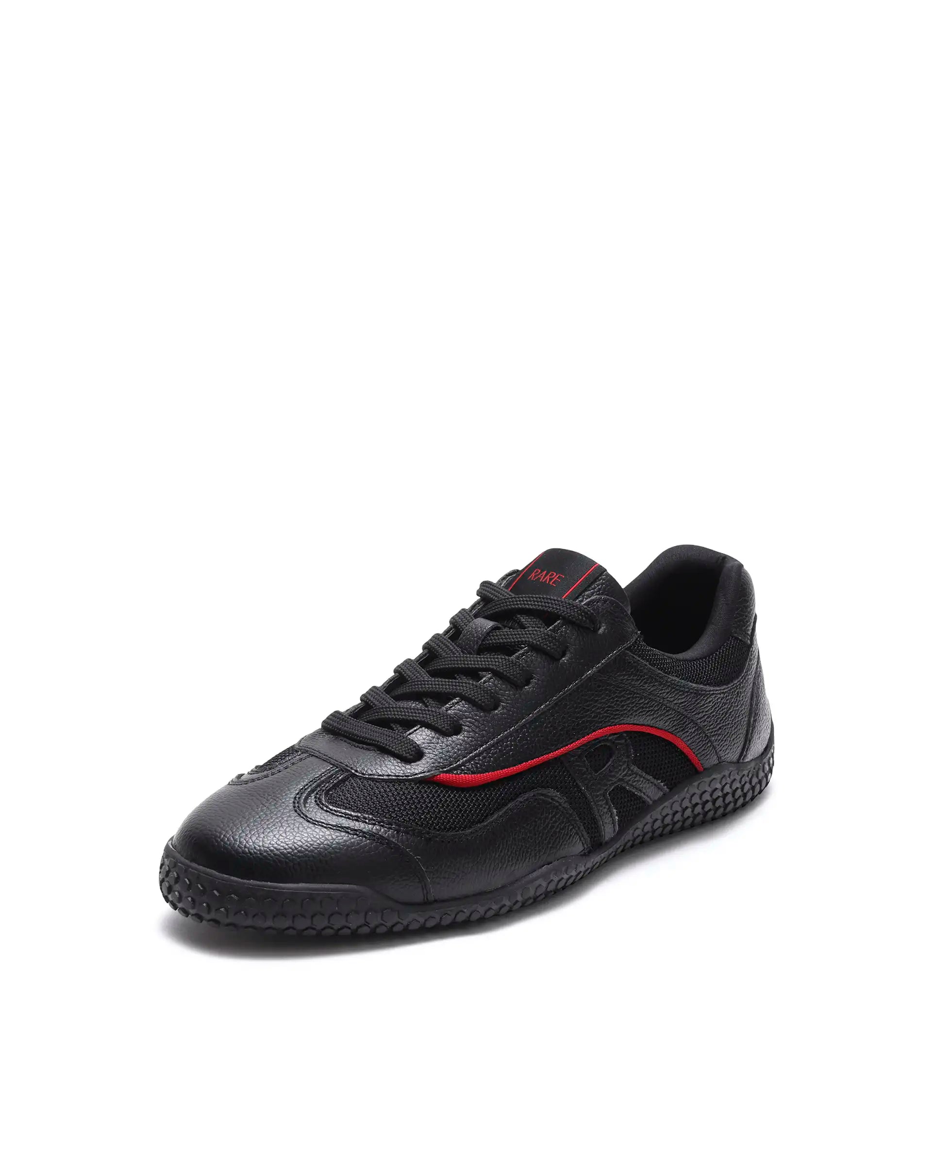 Rarez Men's Nosta Black Leather Sneaker