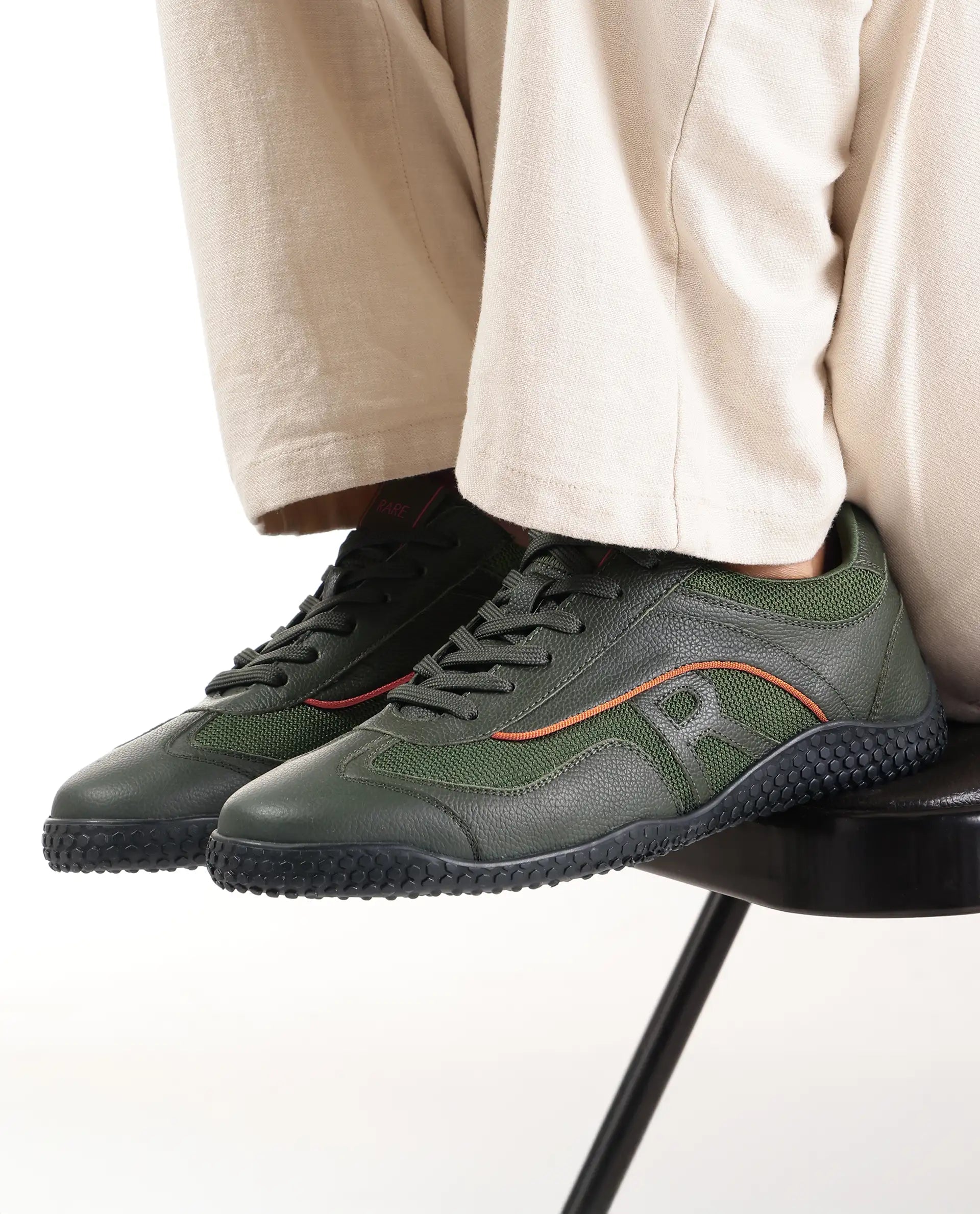 Rarez Men's Nosta Olive Leather Sneaker