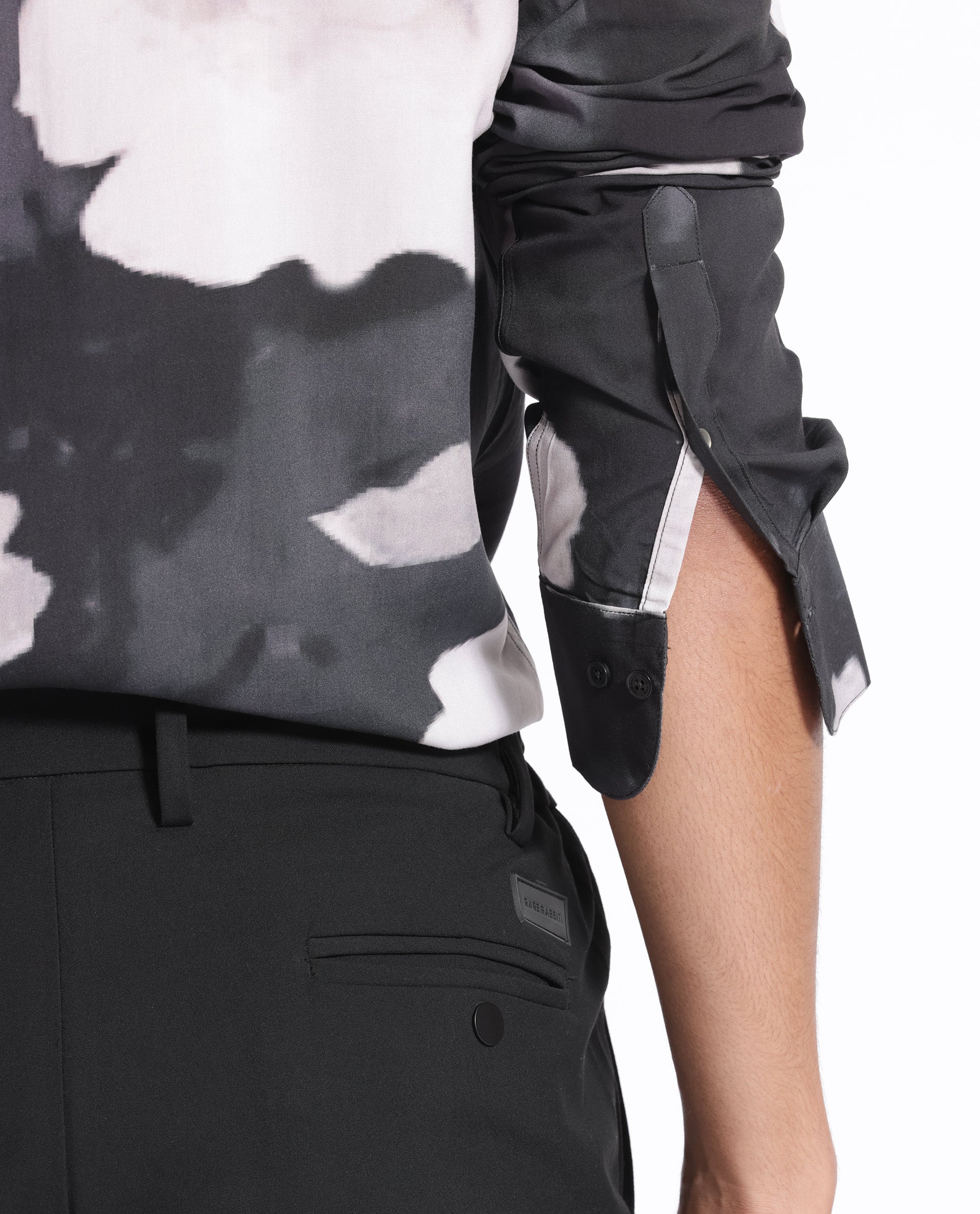 Rare Rabbit Men's Noten Black Viscose Fabric Floral Print Full Sleeves Shirt