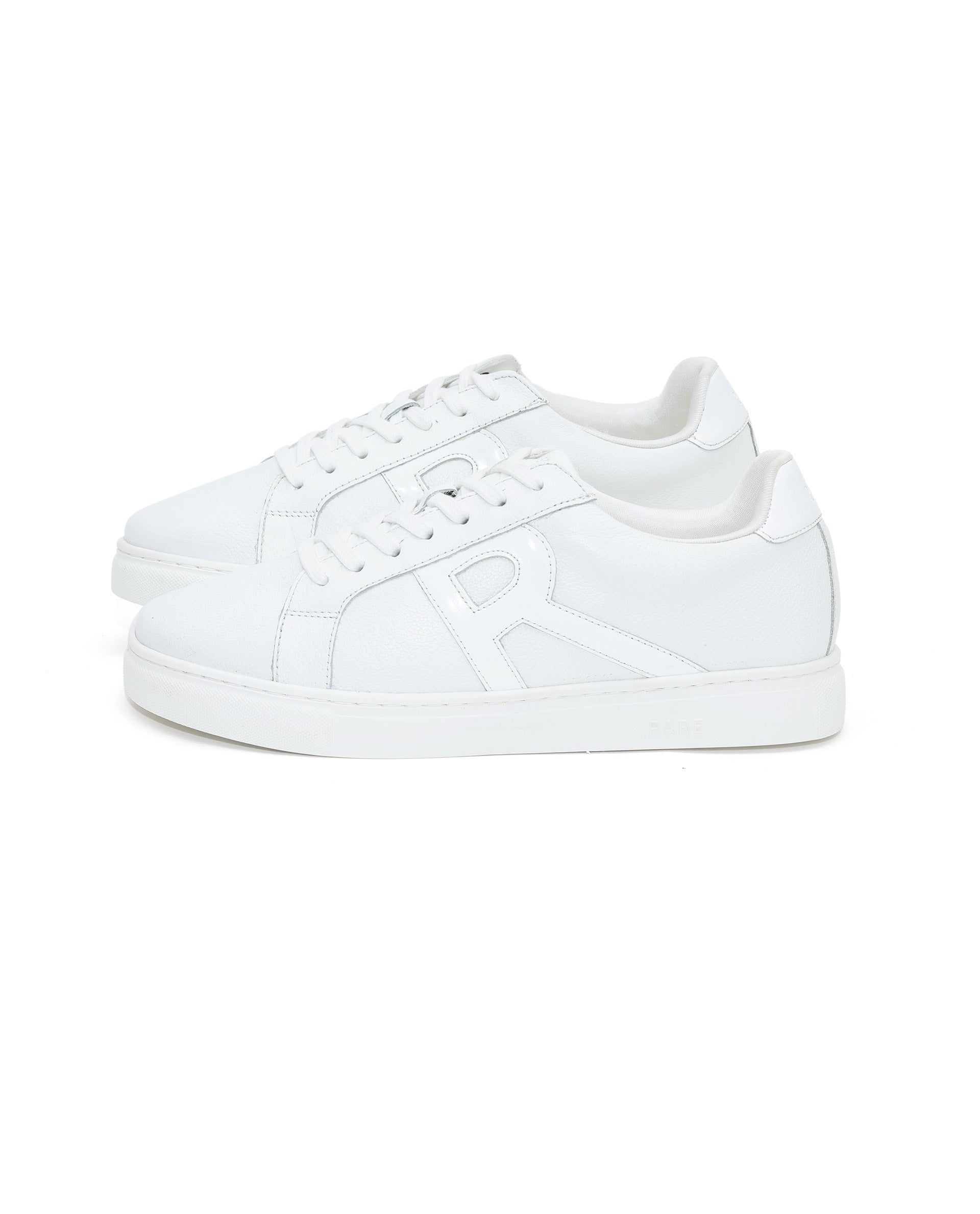 Rare Rabbit Men's Nova Pro Metallic White Patent Leather Low-Top Lace-Up Sneaker Shoes