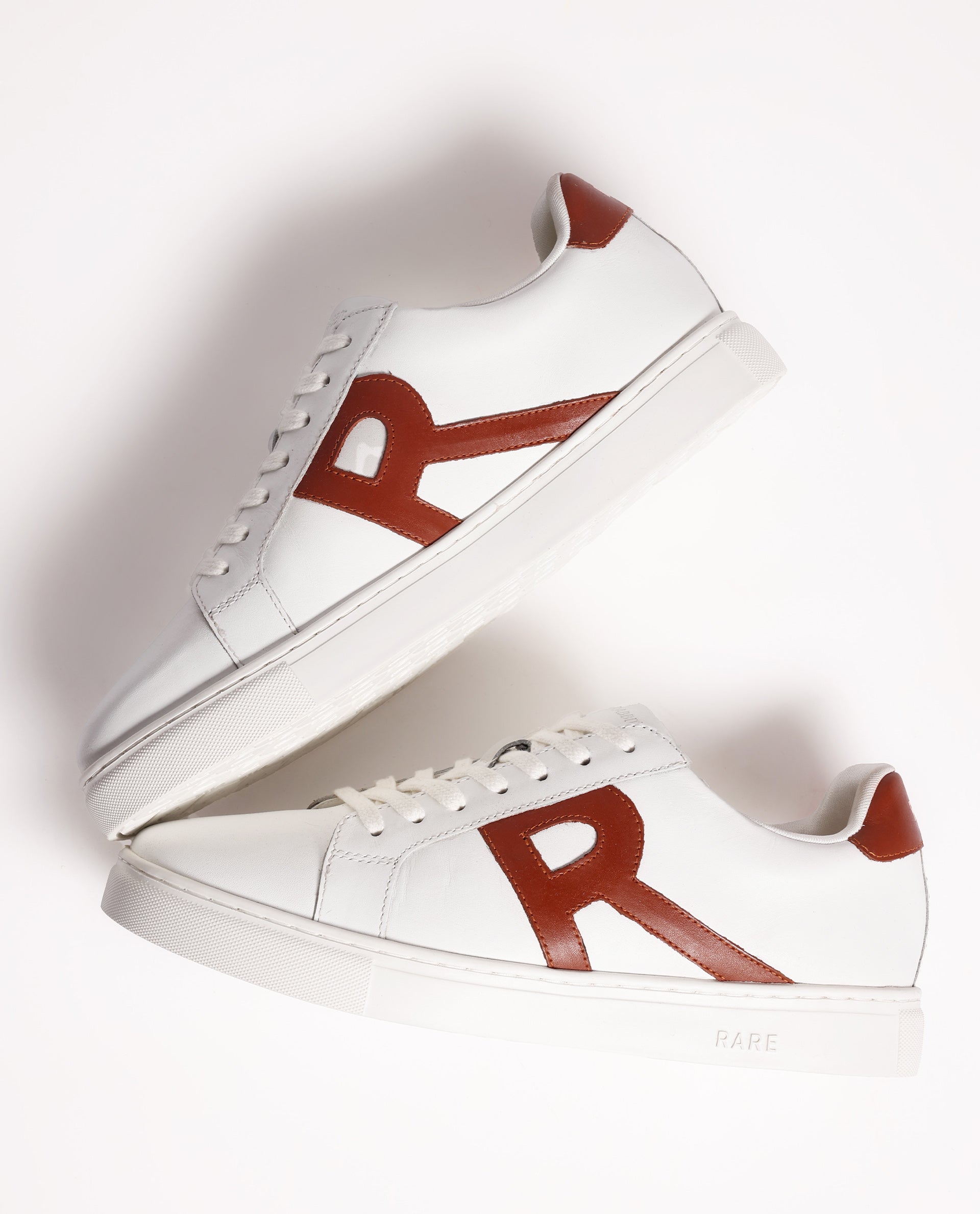 Rare Rabbit Men's Nova White Round Toe Smart Casual Low-Top Lace-Up Logo Branding Sneaker Shoes