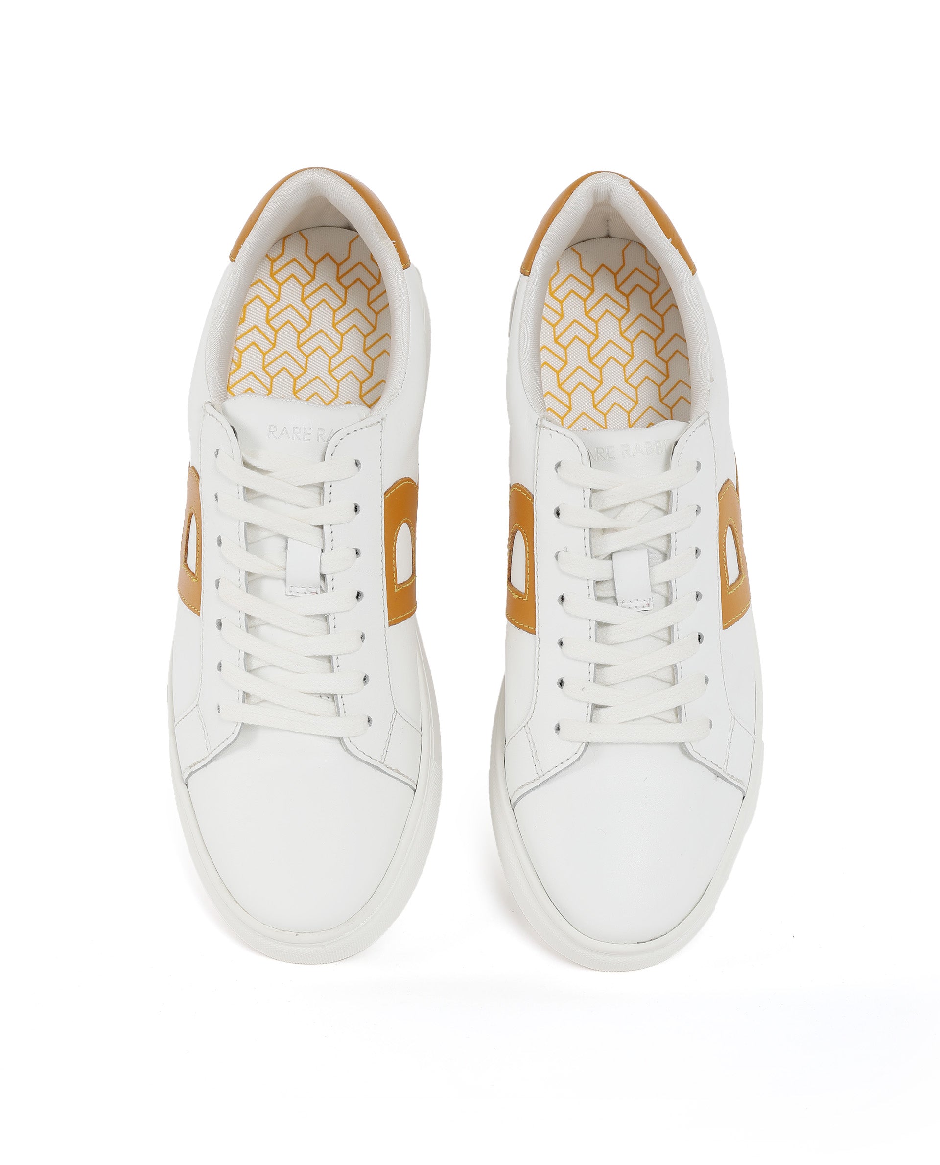 Rare Rabbit Men's Nova Mustard Round Toe Smart Casual Low-Top Lace-Up Logo Branding Sneaker Shoes