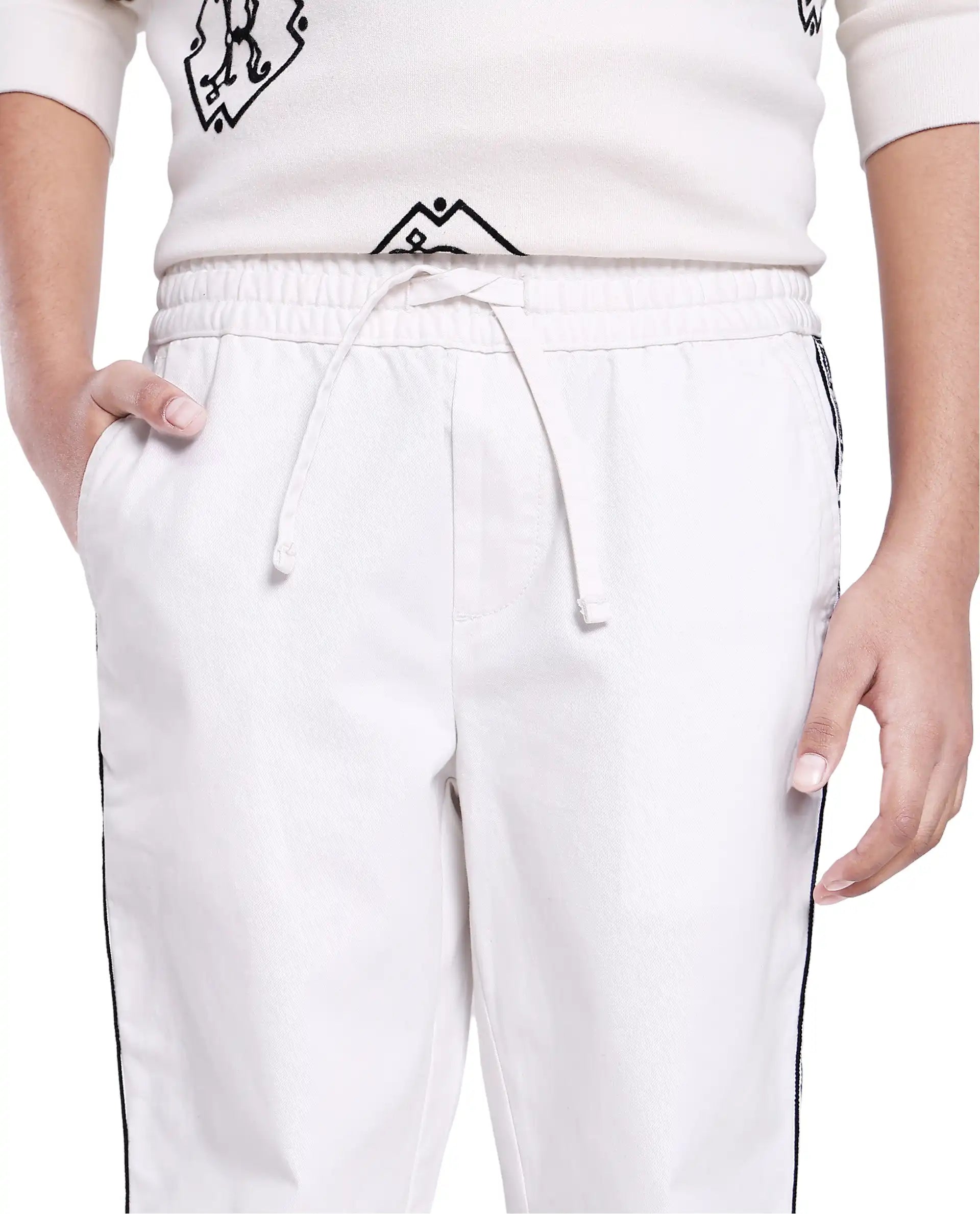 Rare Ones Kids Novi White Cotton Solid Trouser