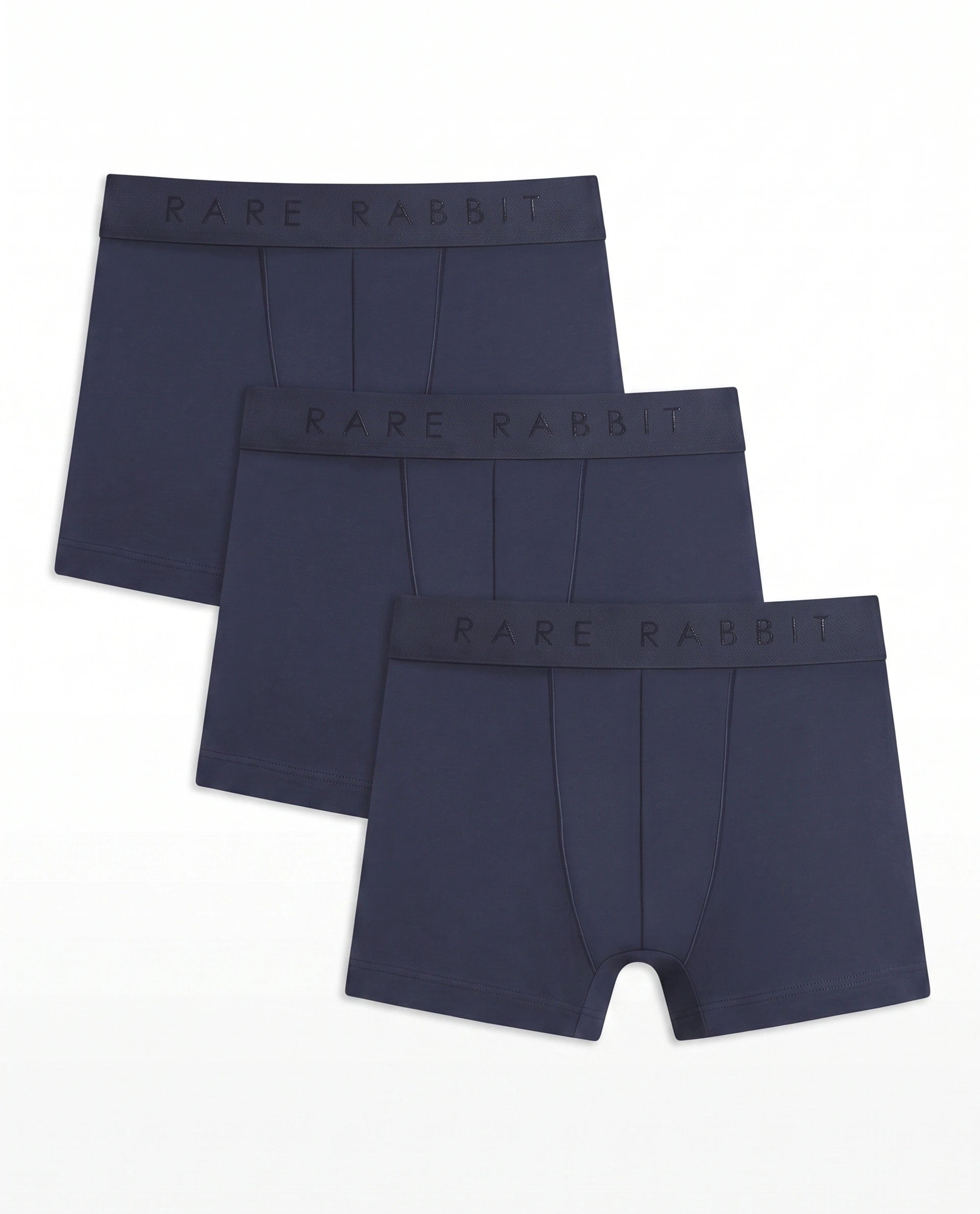 Rare Rabbit Men Now Navy Soft Cotton Stretch Trunks (Pack Of 3)