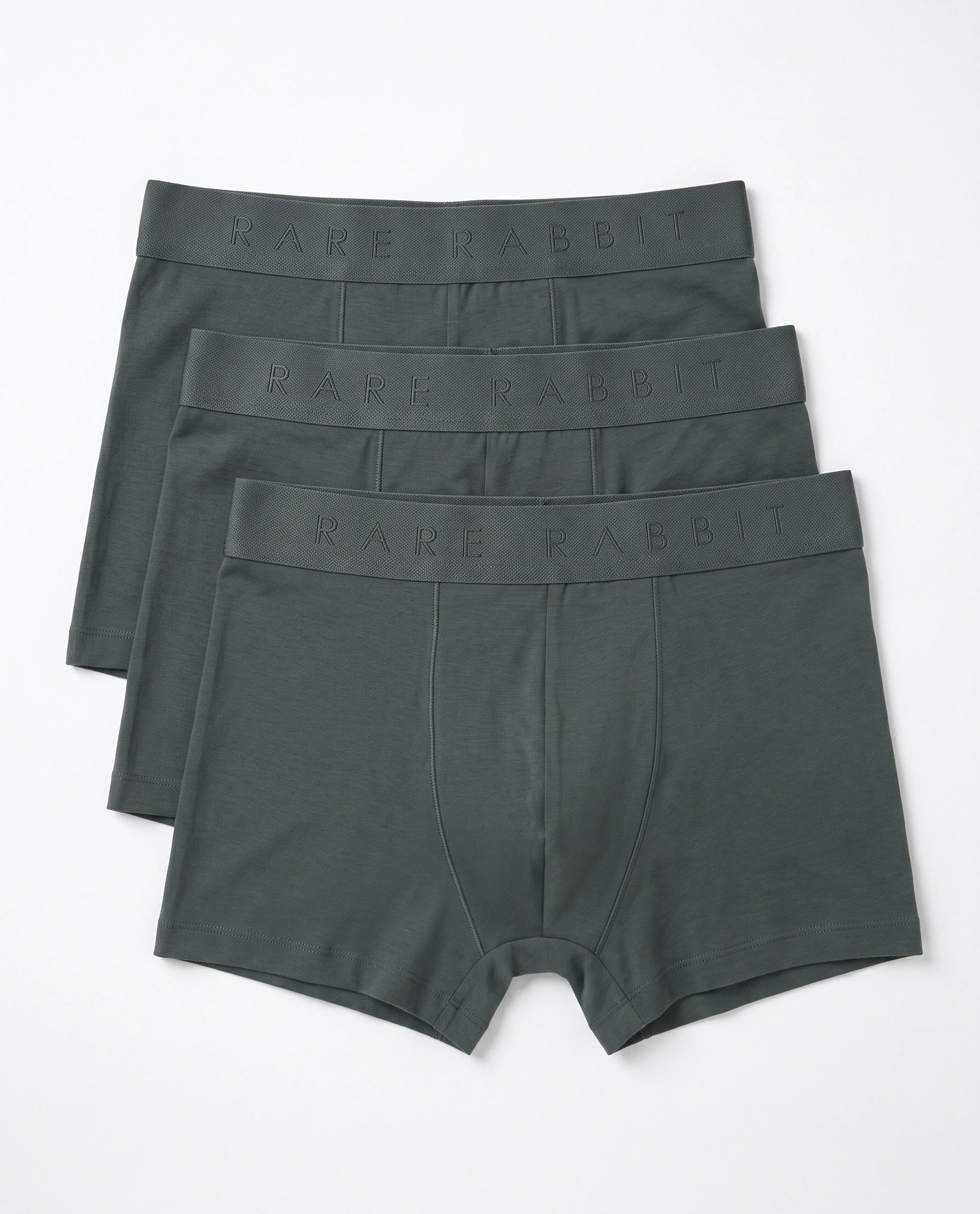 Rare Rabbit Men Now Olive Soft Cotton Stretch Trunks (Pack Of 3)