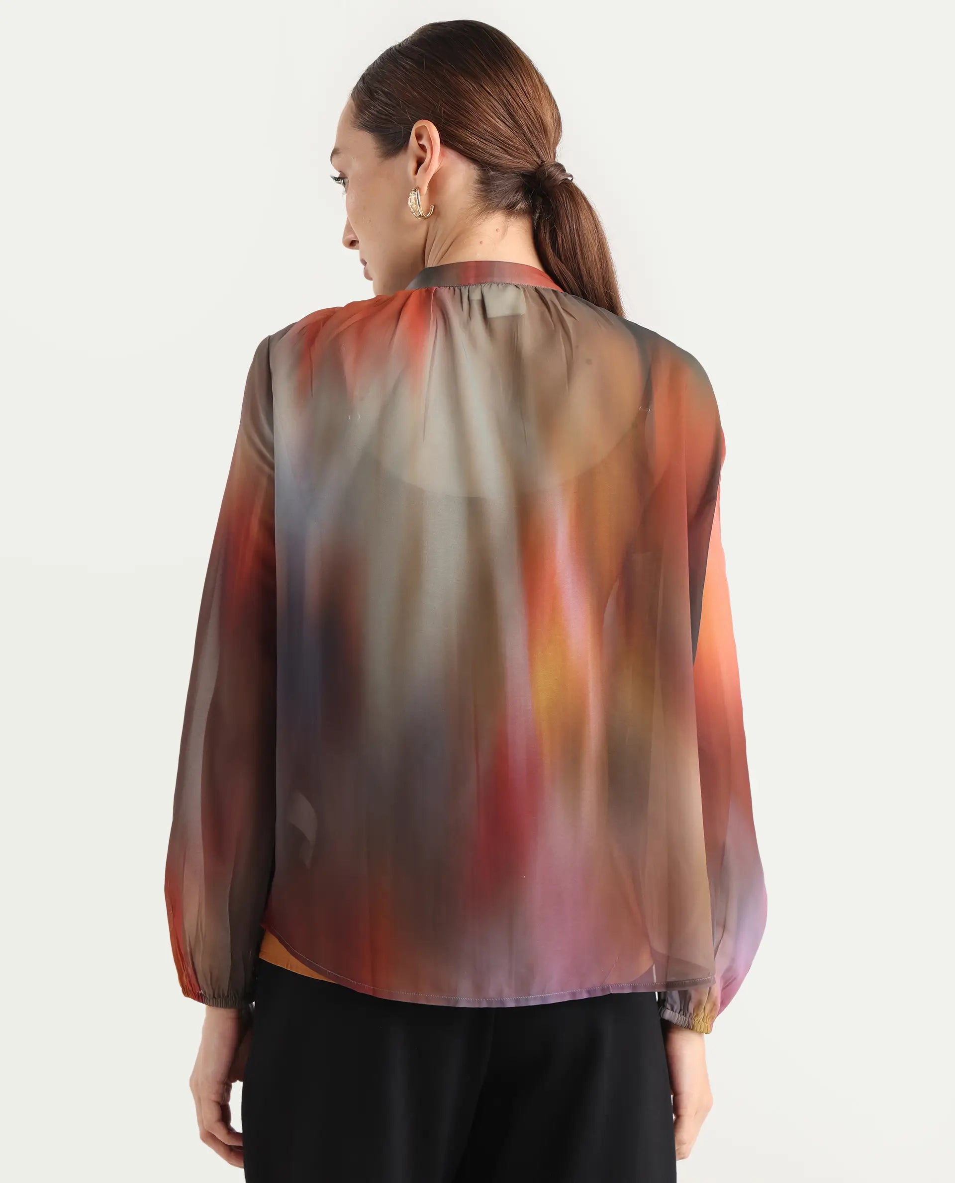 Rareism Women Nucos Multi Round Neck Pull On Closure Relaxed Fit Printed Top