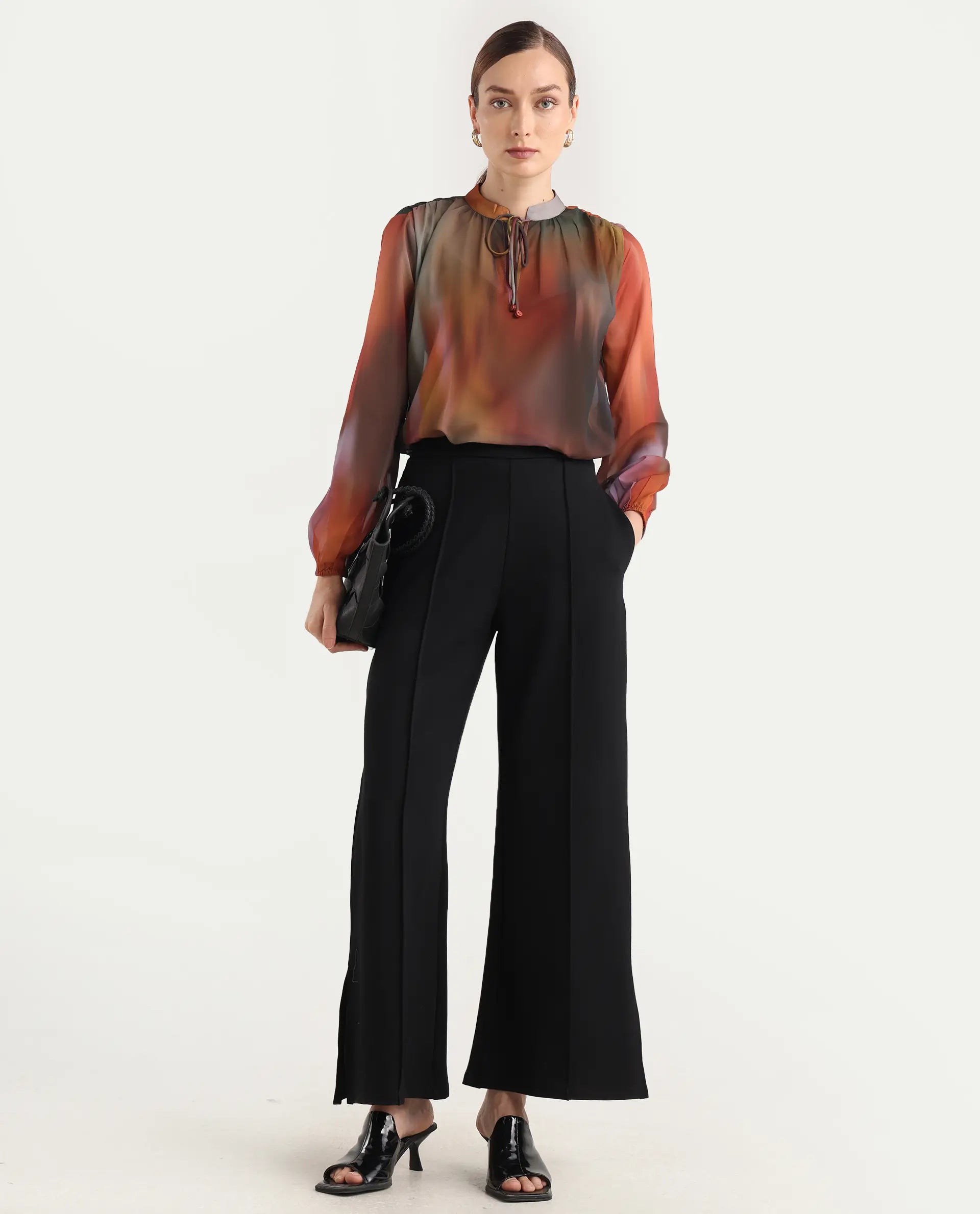 Rareism Women Nucos Multi Round Neck Pull On Closure Relaxed Fit Printed Top