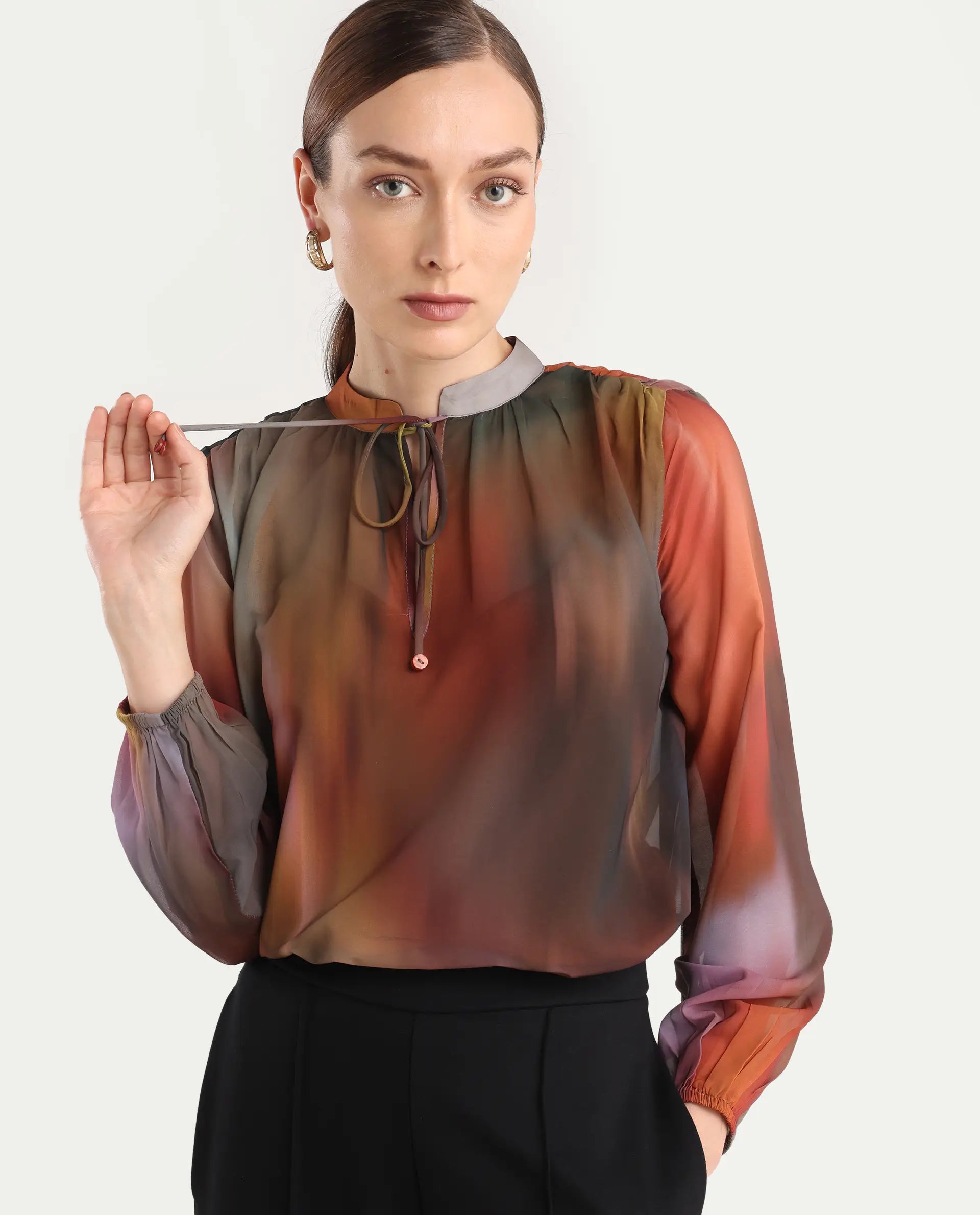 Rareism Women Nucos Multi Round Neck Pull On Closure Relaxed Fit Printed Top