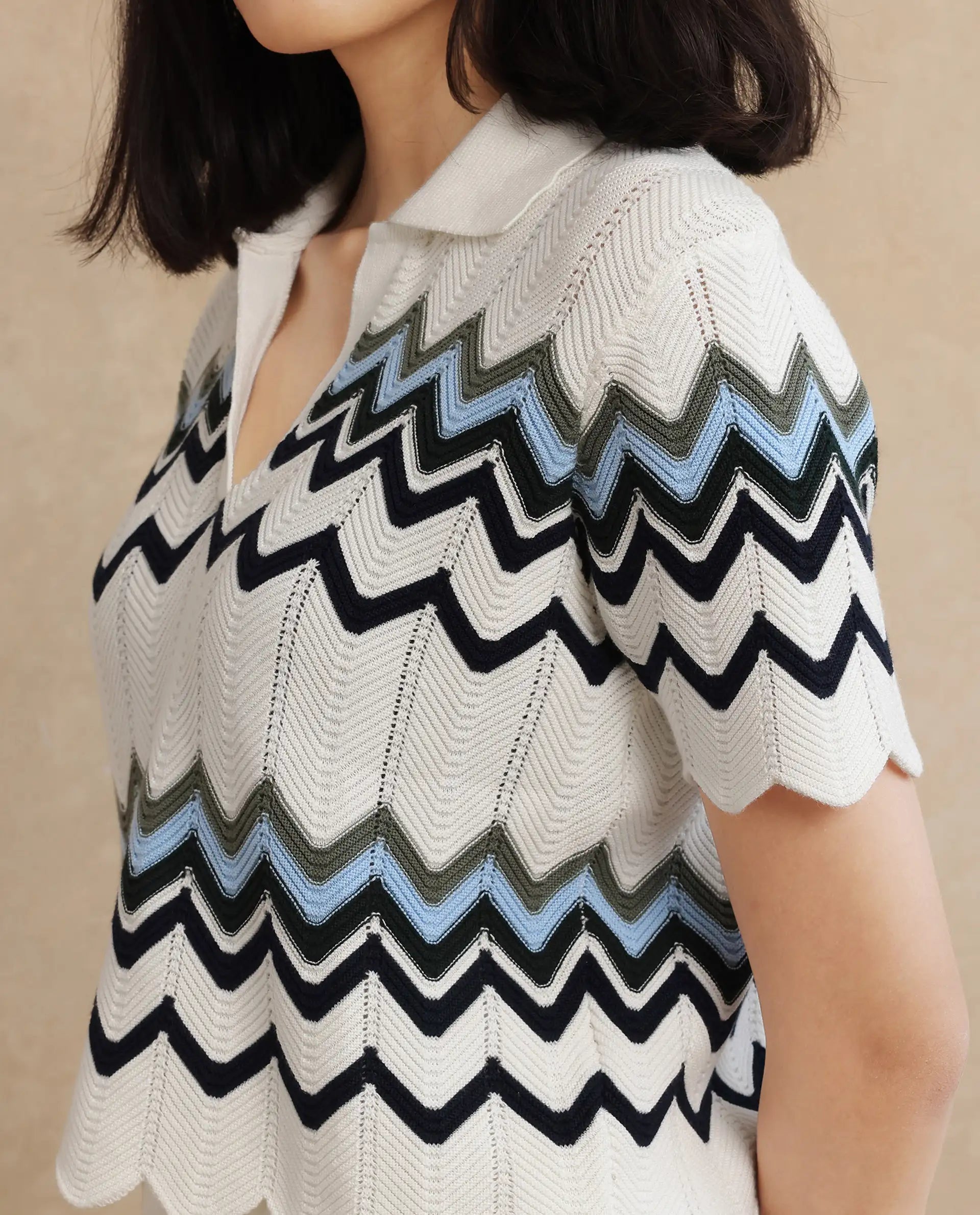 Rareism Women Nuplo Off White Cotton Fabric Half Sleeve Relaxed Fit Top