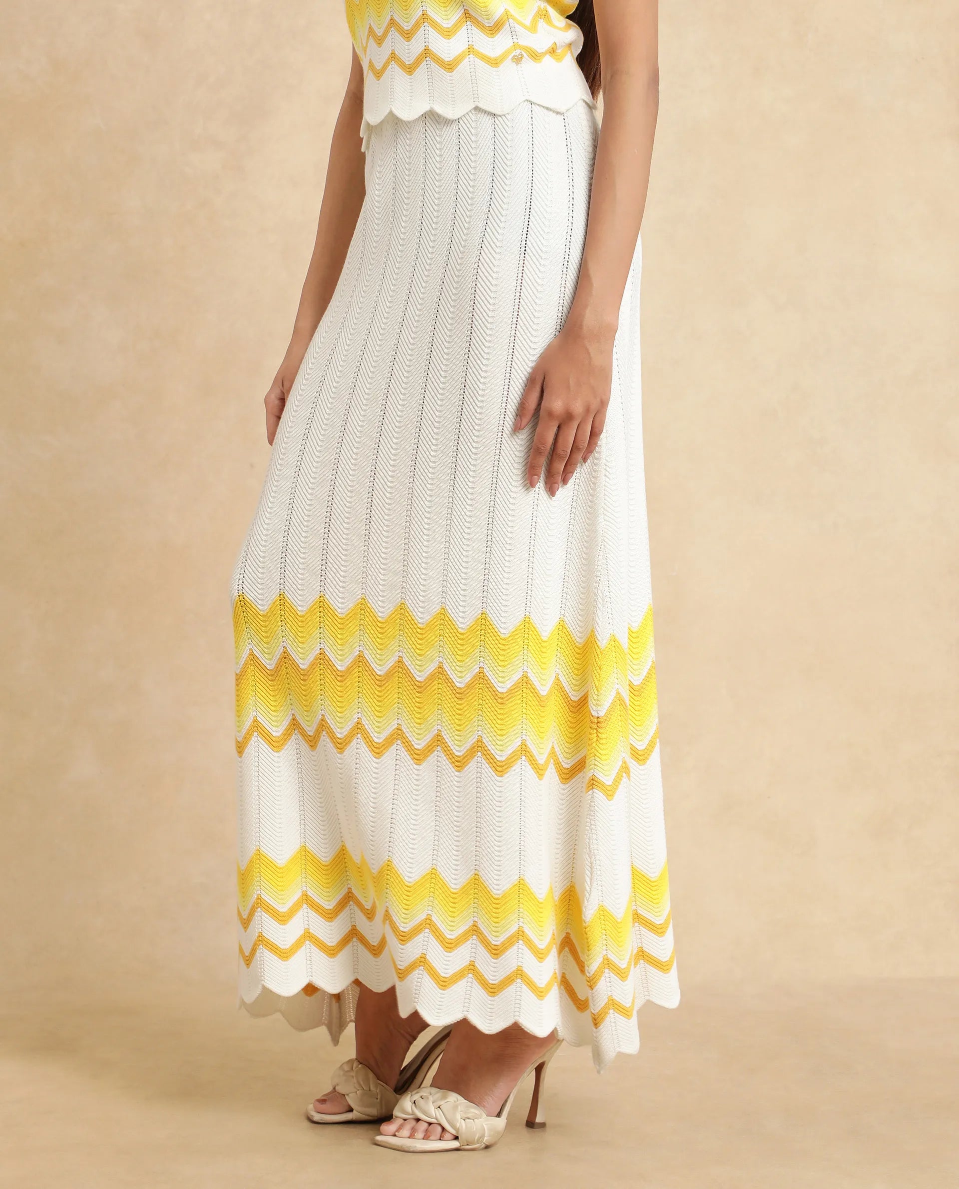 Rareism Women Nupstir-B Yellow Cotton Fabric Slip On Straight Fit Maxi Plain Skirt