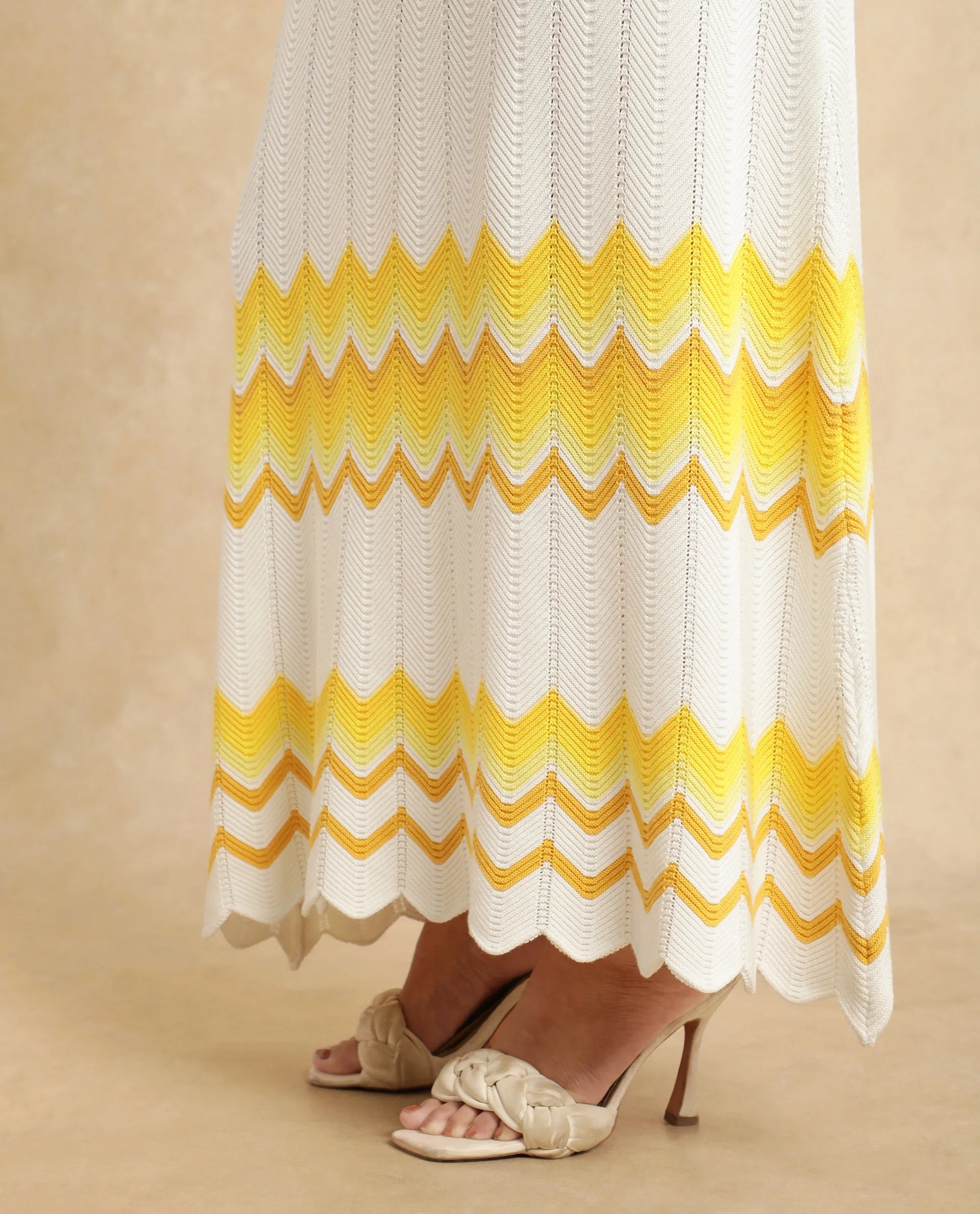 Rareism Women Nupstir-B Yellow Cotton Fabric Slip On Straight Fit Maxi Plain Skirt