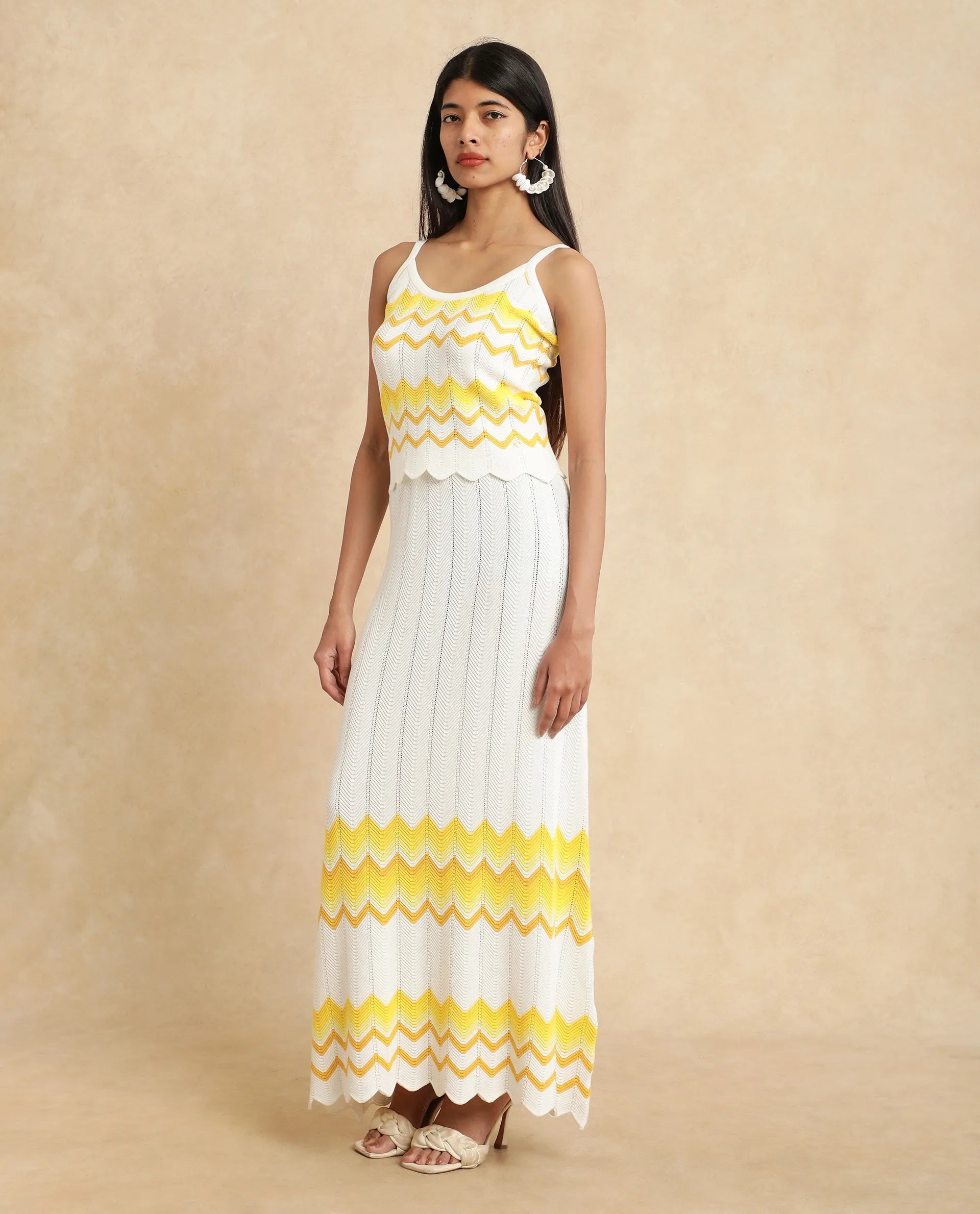 Rareism Women Nupstir-T Yellow Cotton Fabric Sleeve Less Relaxed Fit Top