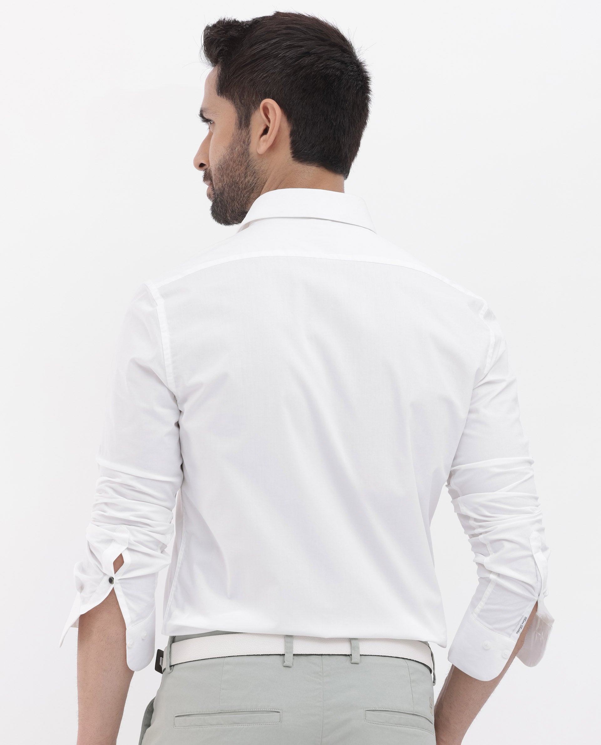 Rare Rabbit Men's Neutron-8 White Cotton Polyester Fabric Full Sleeves Solid Shirt