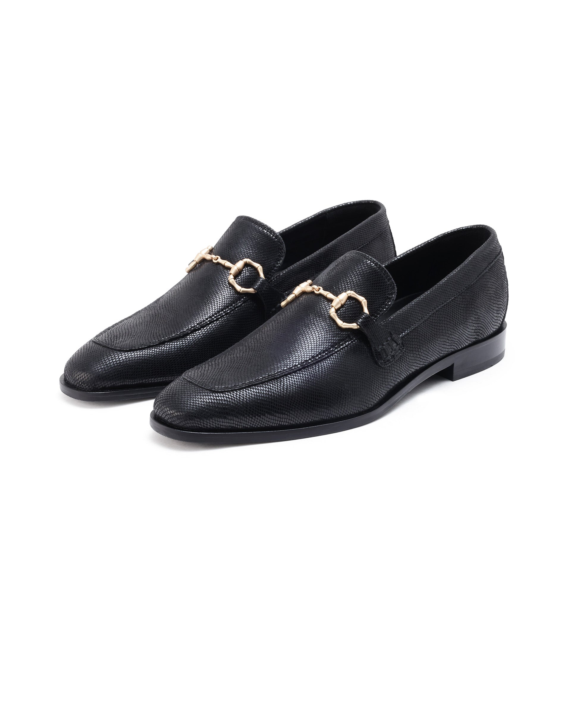 Rare Rabbit Men's Snaker Black Slip-On Genuine Textured Leather Guild Branded Loafer