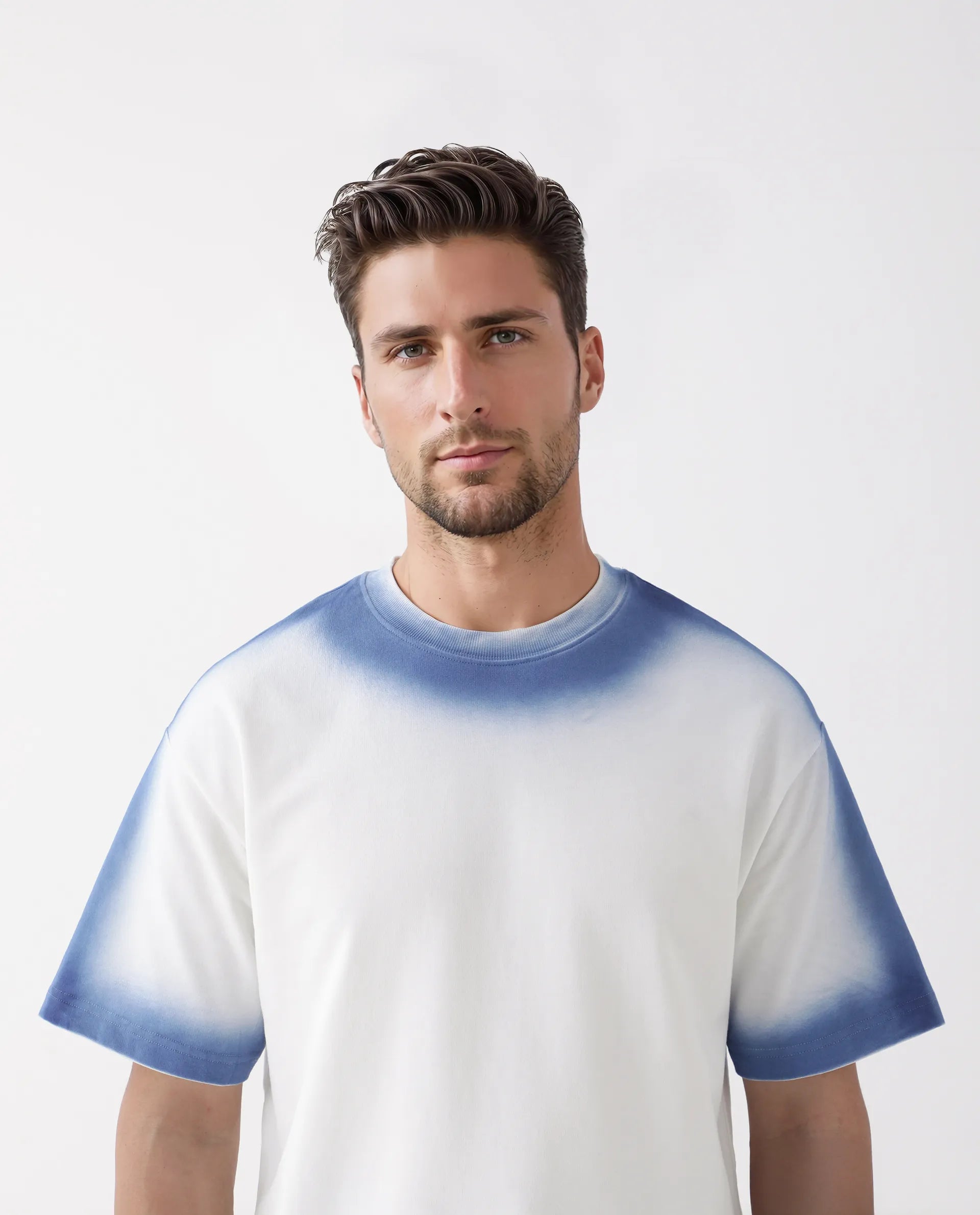 Rare Rabbit Men's Oako Off White Cotton Hd Print Oversized Fit Half Sleeve Crew Neck T-Shirt