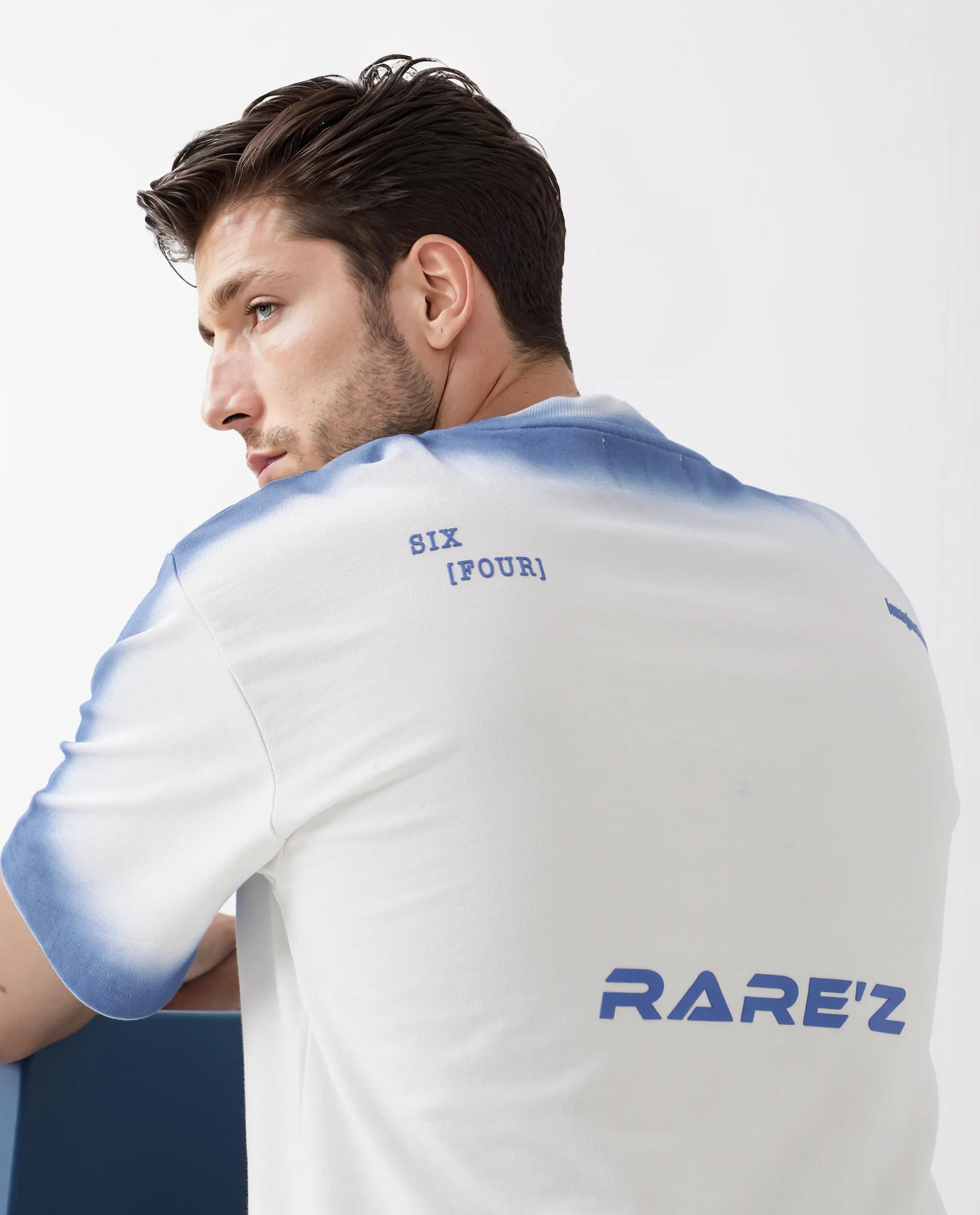 Rare Rabbit Men's Oako Off White Cotton Hd Print Oversized Fit Half Sleeve Crew Neck T-Shirt