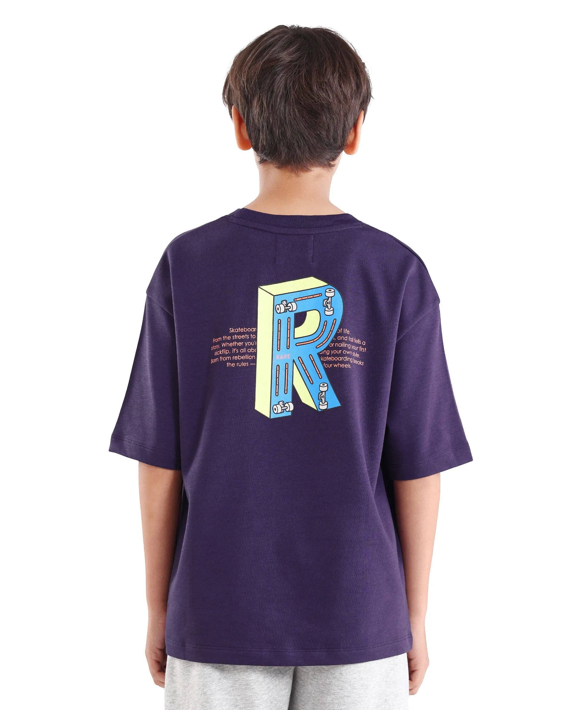 Rare Ones Kids Odin Purple Cotton Pull-On Closure Puff Print Boxy Fit T-Shirt