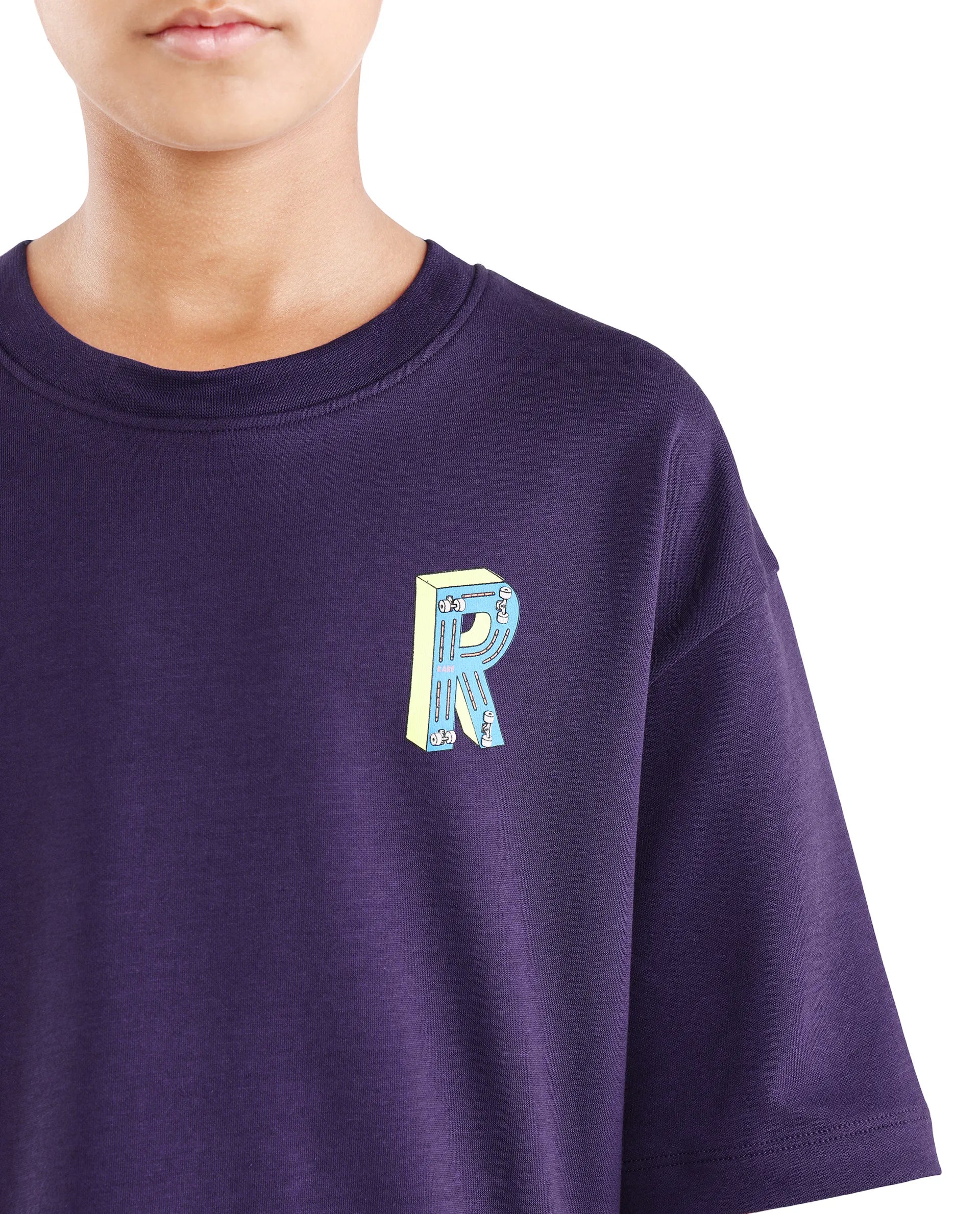 Rare Ones Kids Odin Purple Cotton Pull-On Closure Puff Print Boxy Fit T-Shirt