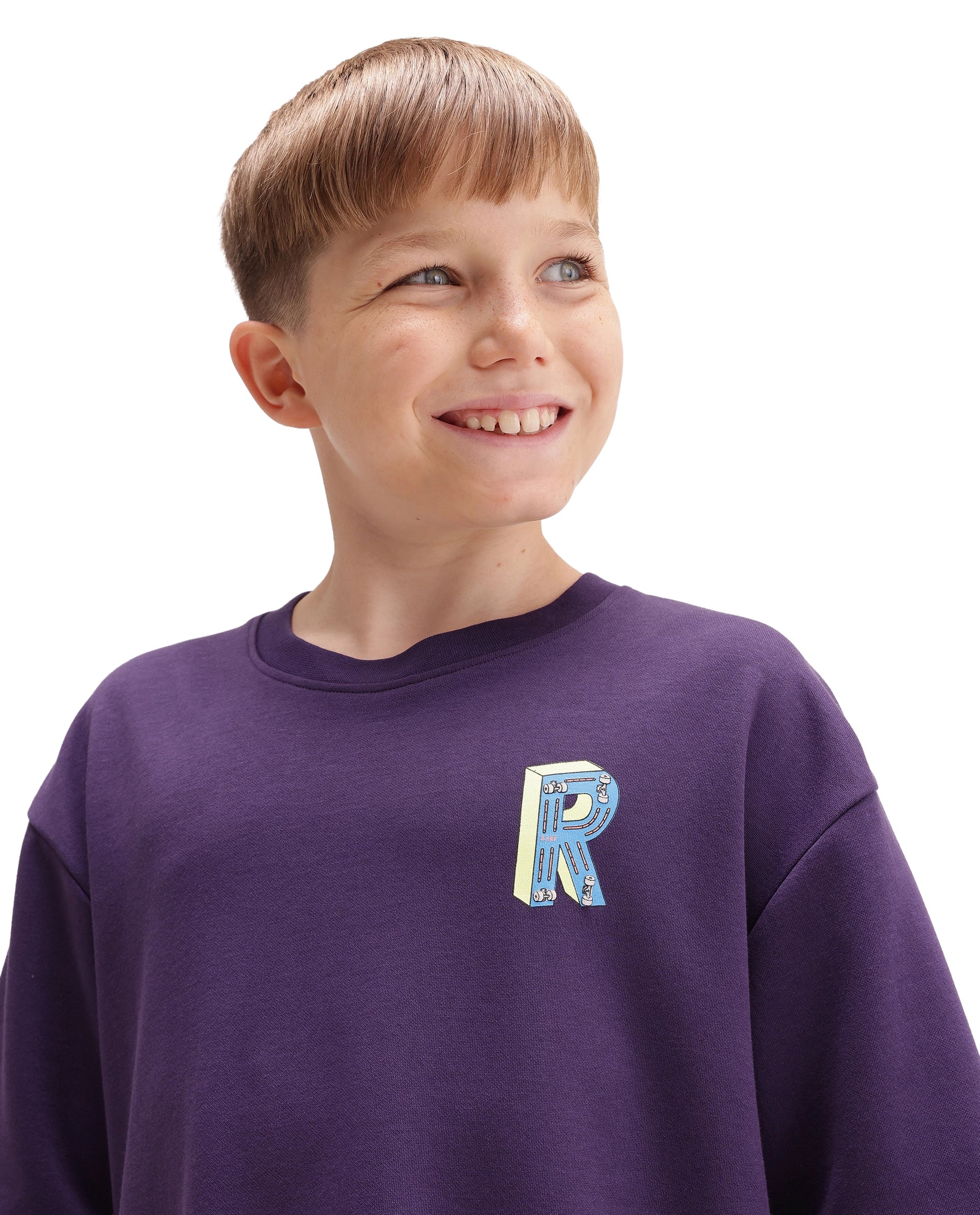 Rare Ones Kids Odin Purple Cotton Pull-On Closure Puff Print Boxy Fit T-Shirt