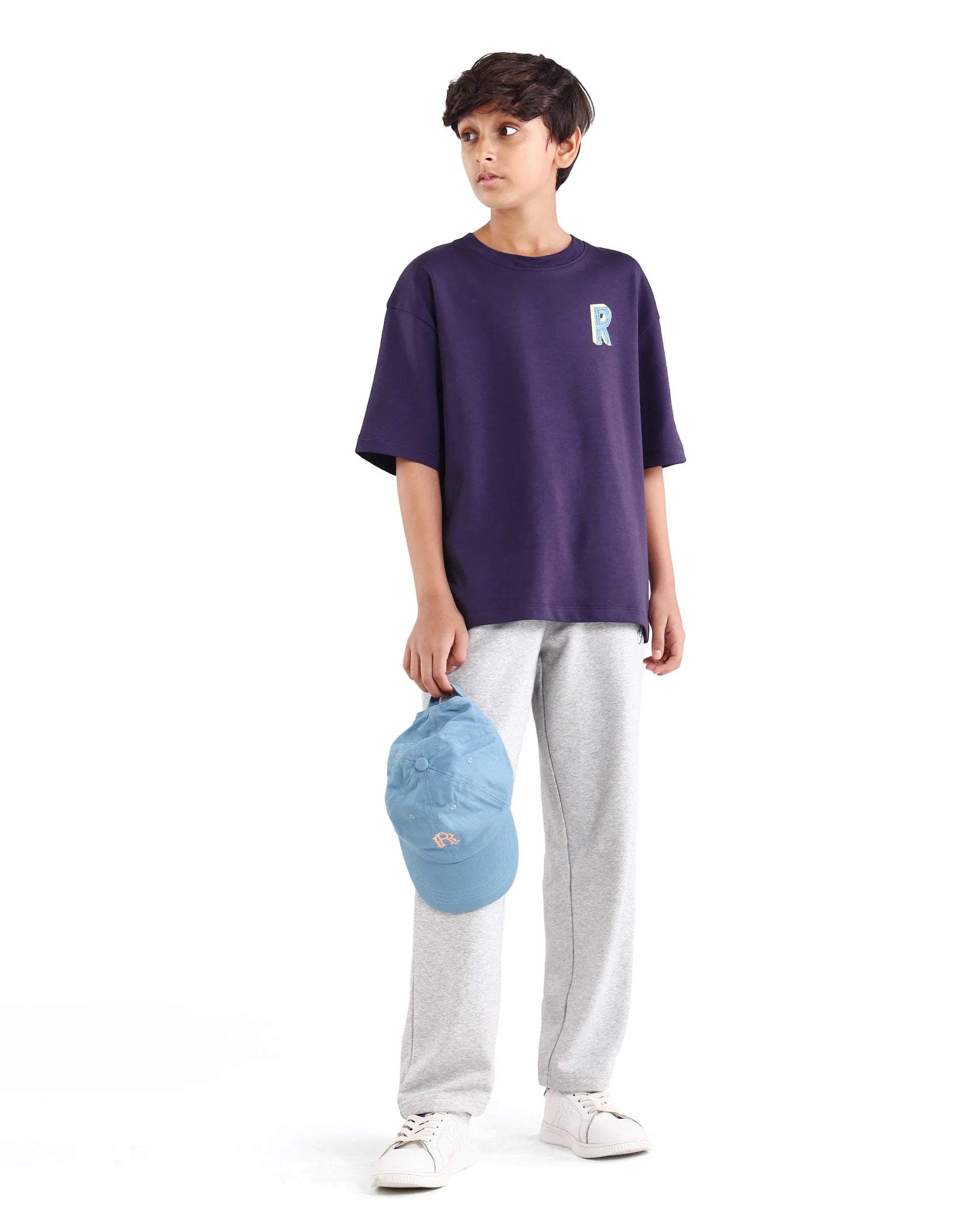 Rare Ones Kids Odin Purple Cotton Pull-On Closure Puff Print Boxy Fit T-Shirt
