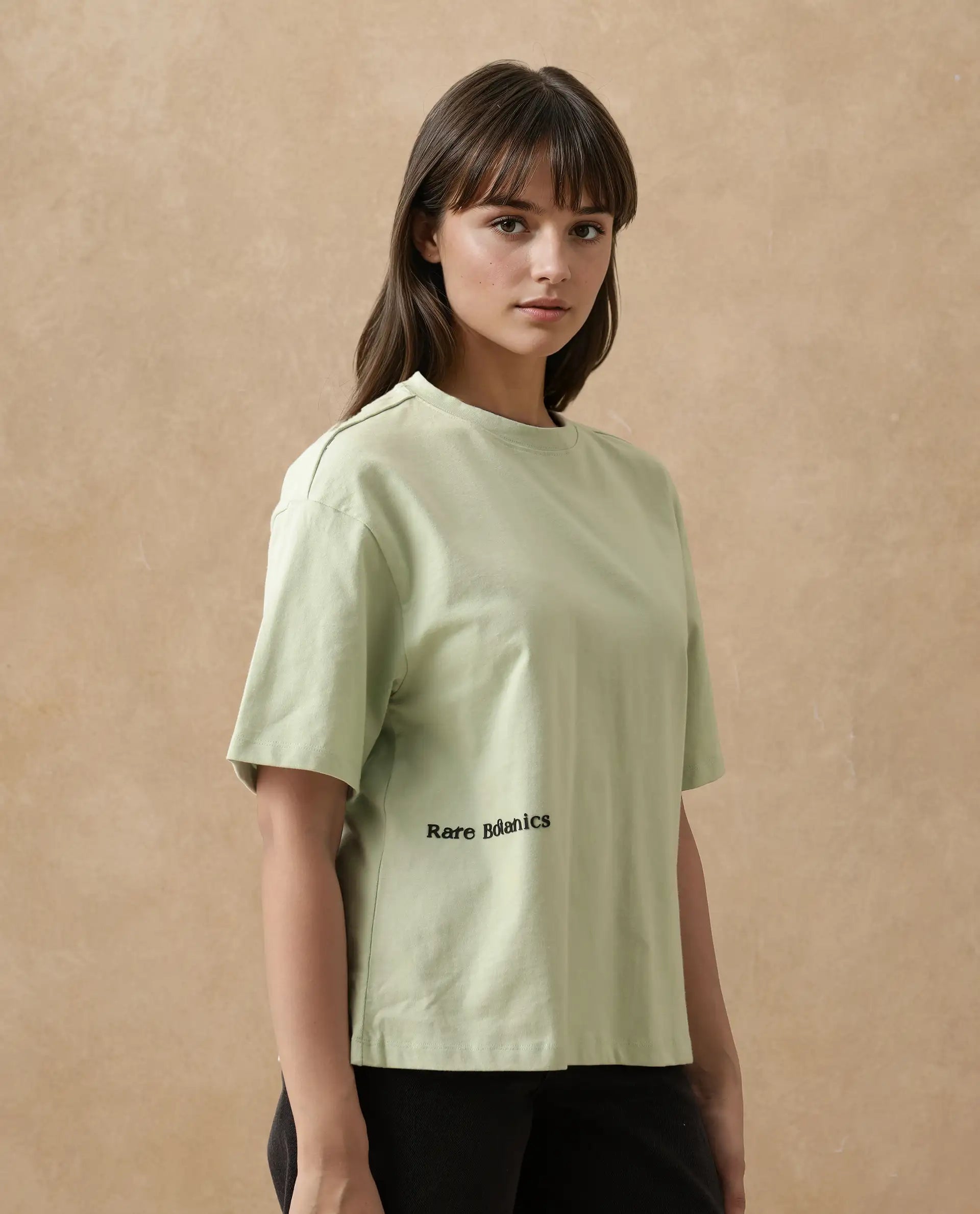 Rareism Women's Olaf Pastel Cotton Crew Neck Graphic Print Relaxed Fit T-Shirt