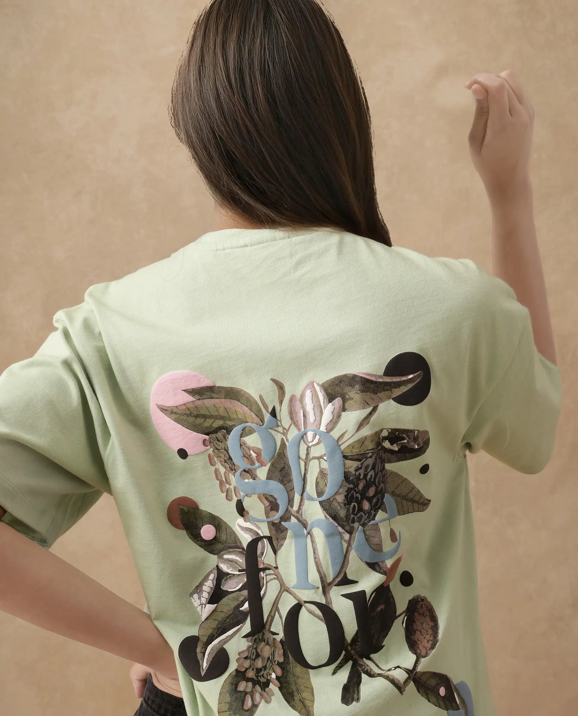 Rareism Women's Olaf Pastel Cotton Crew Neck Graphic Print Relaxed Fit T-Shirt