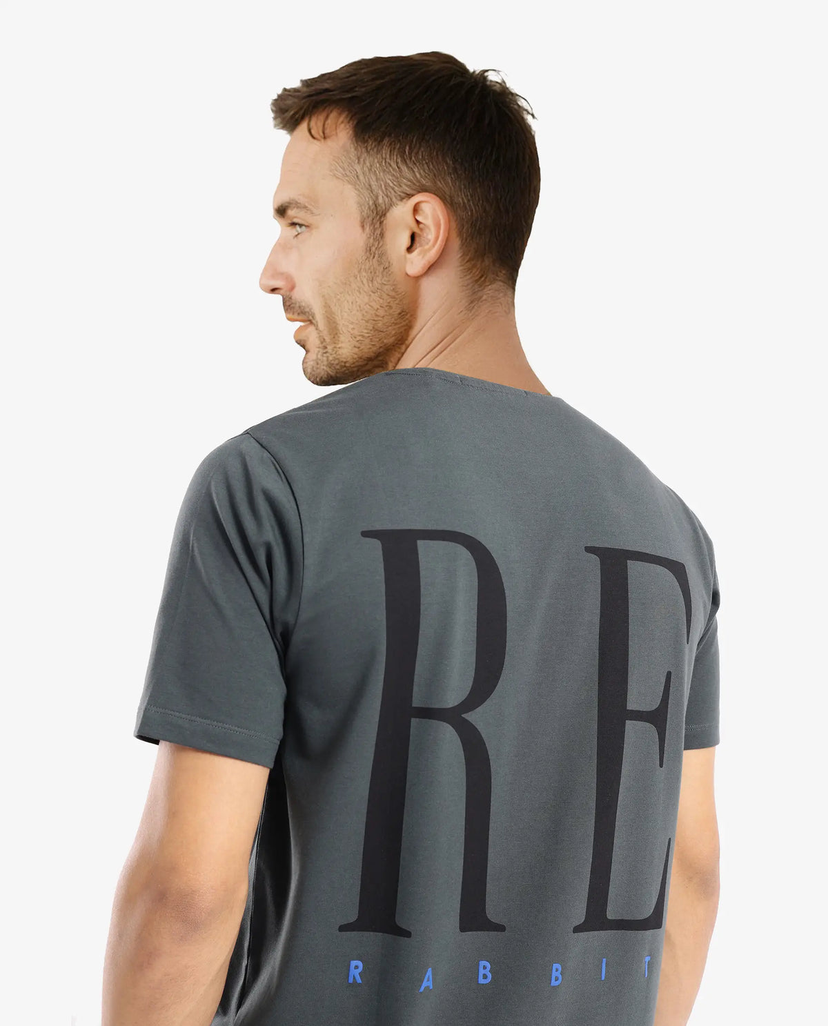 Rare Rabbit Men Olivo Dusky Olive Cotton Lycra Fabric Short Sleeve Crew Neck Regular Fit Graphic Print With Flock Printed Logo T-Shirt