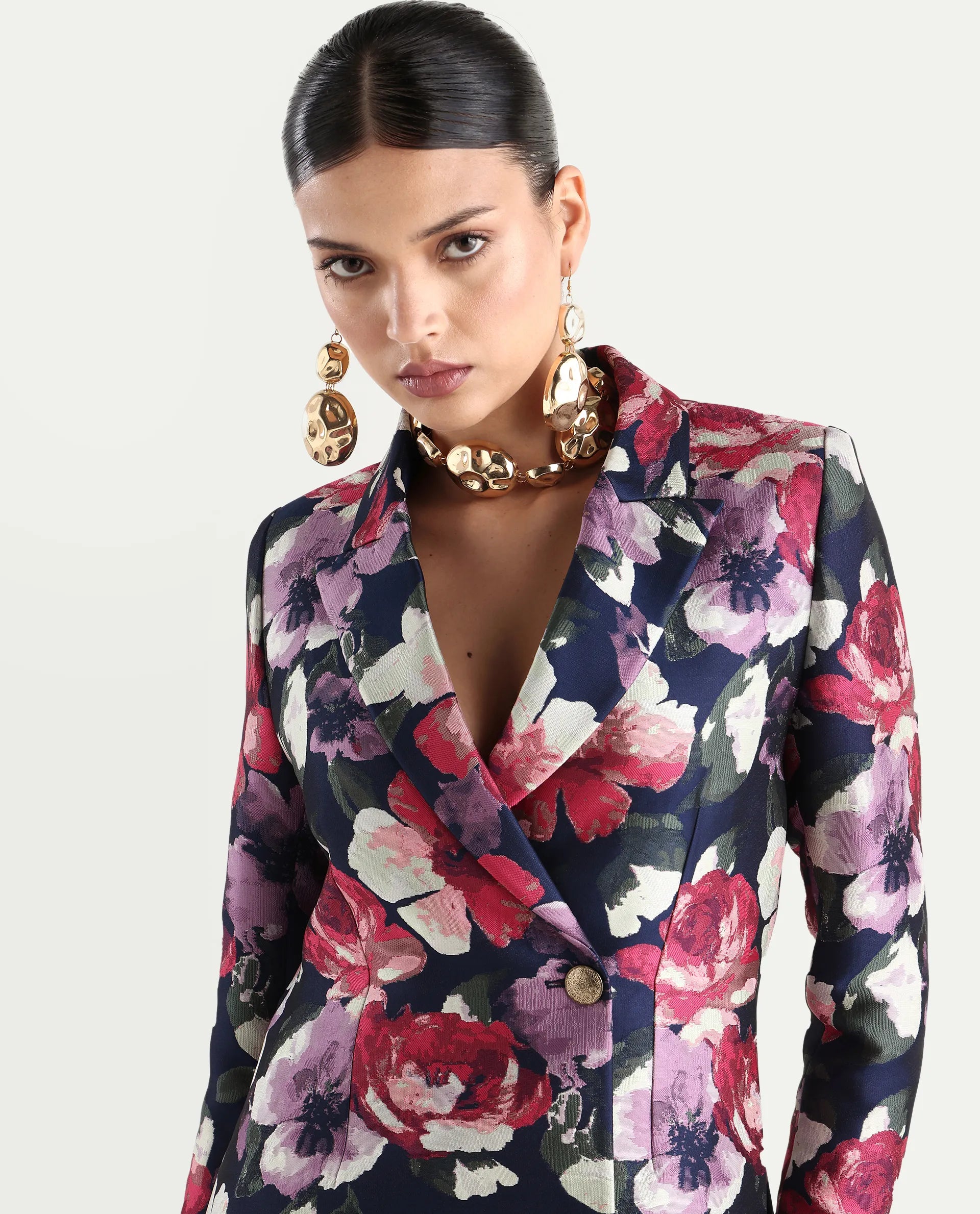 Rareism Women's Oluklu Mullti Polyester Blend Drop Collar Jacquard Knee Length Regular Fit Dress