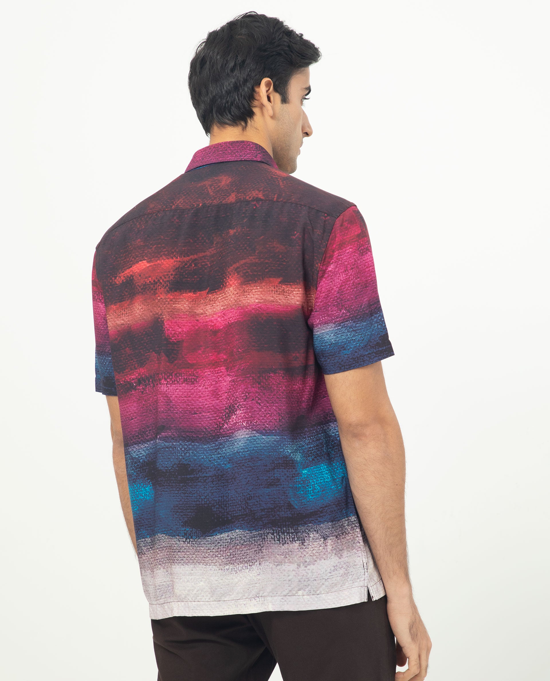 Rare Rabbit Men's Ombren Ss Black Shirt Half Sleeves Ombre Shirt