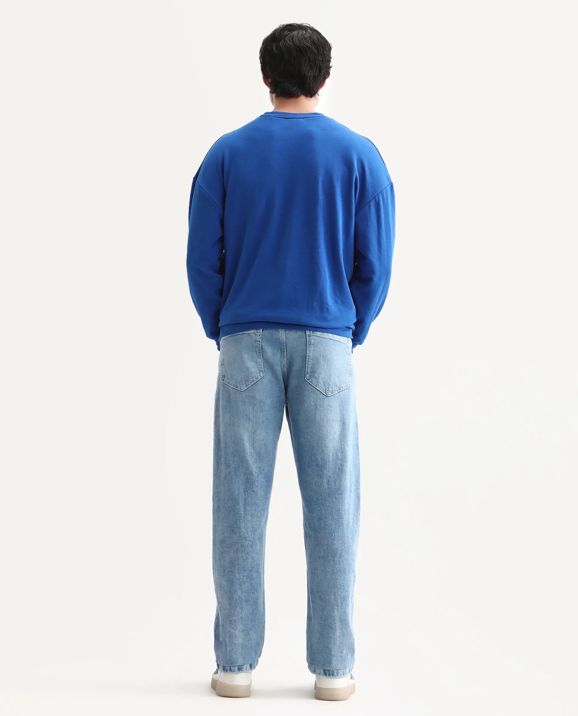 Rare Rabbit Men's Omir-R Light Blue Cotton Blend Fabric Button Closure Morris Regular Fit Plain Jeans