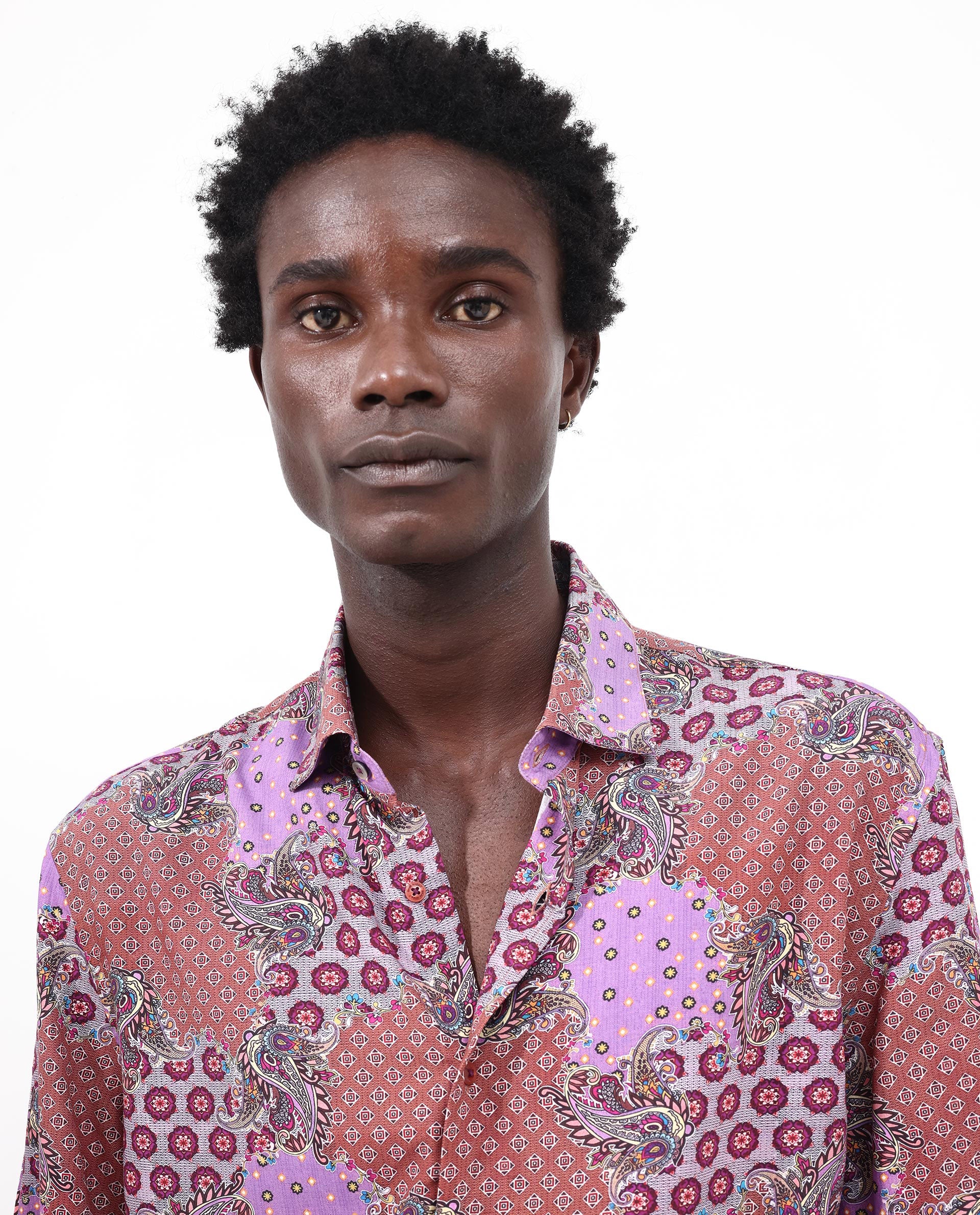 Rare Rabbit Men's Onslo SS Brown Viscose Fabric Short Sleeves Boxy Fit Abstract Botanical Print Shirt