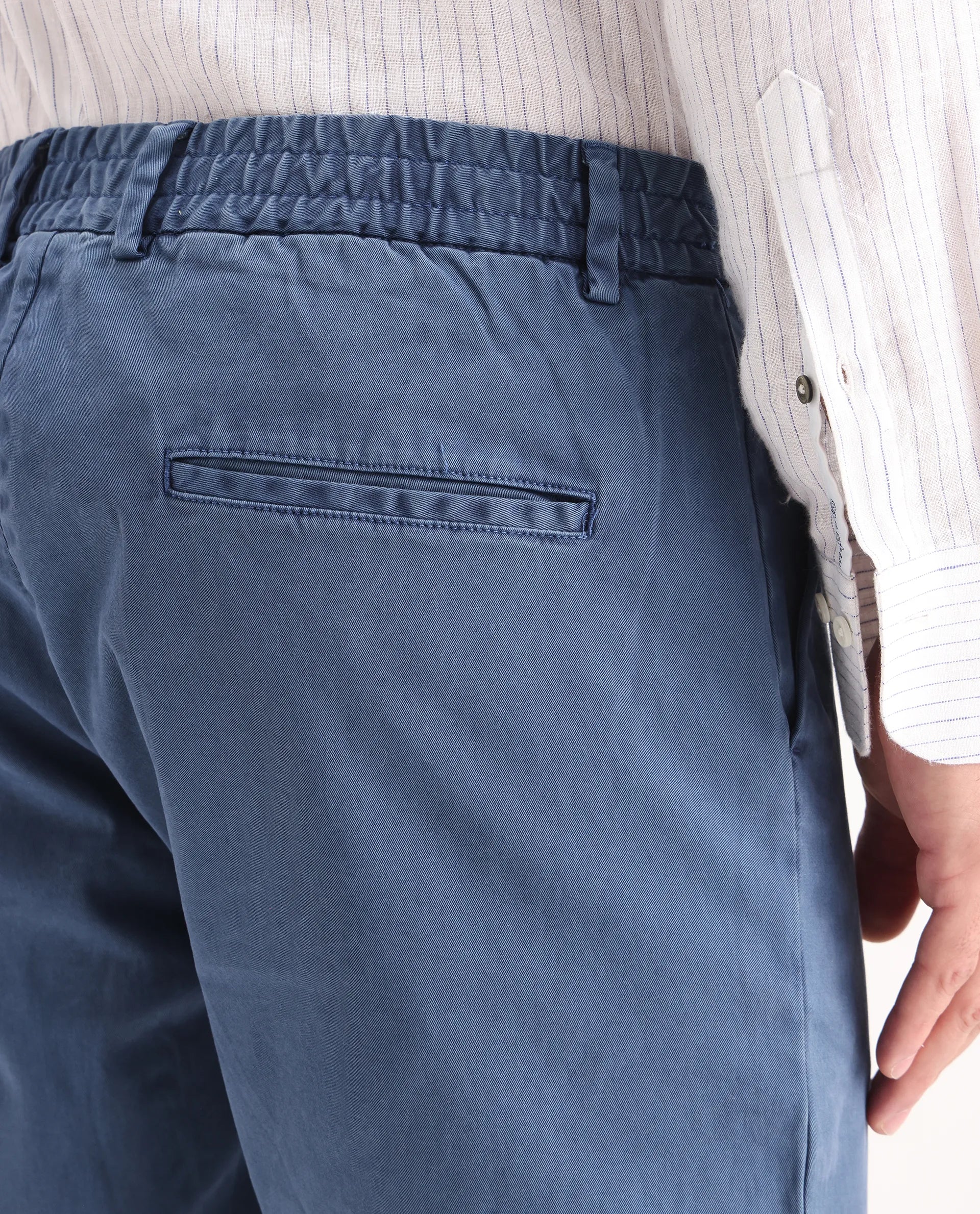 Rare Rabbit Men's Orany Blue Cotton Plain Regular Fit Trouser