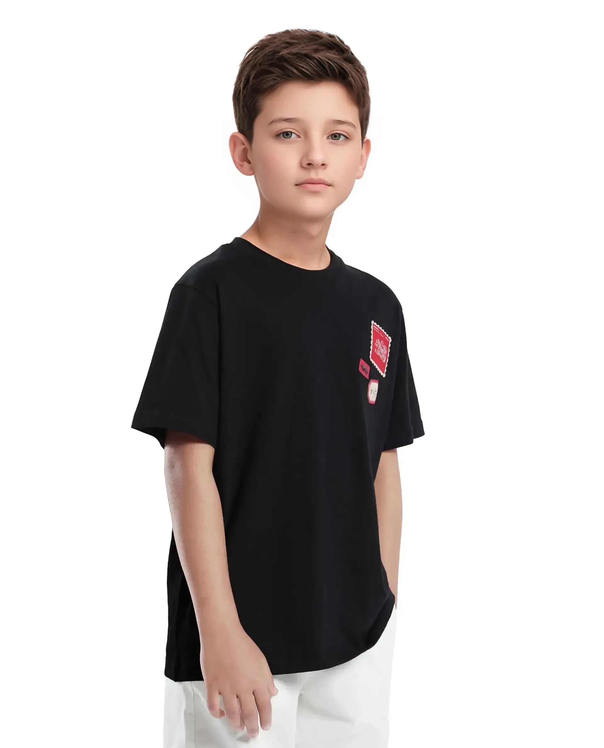Rare Ones Kids Orbo Black Cotton Blend Half Sleeve Printed Regular Fit T-Shirt